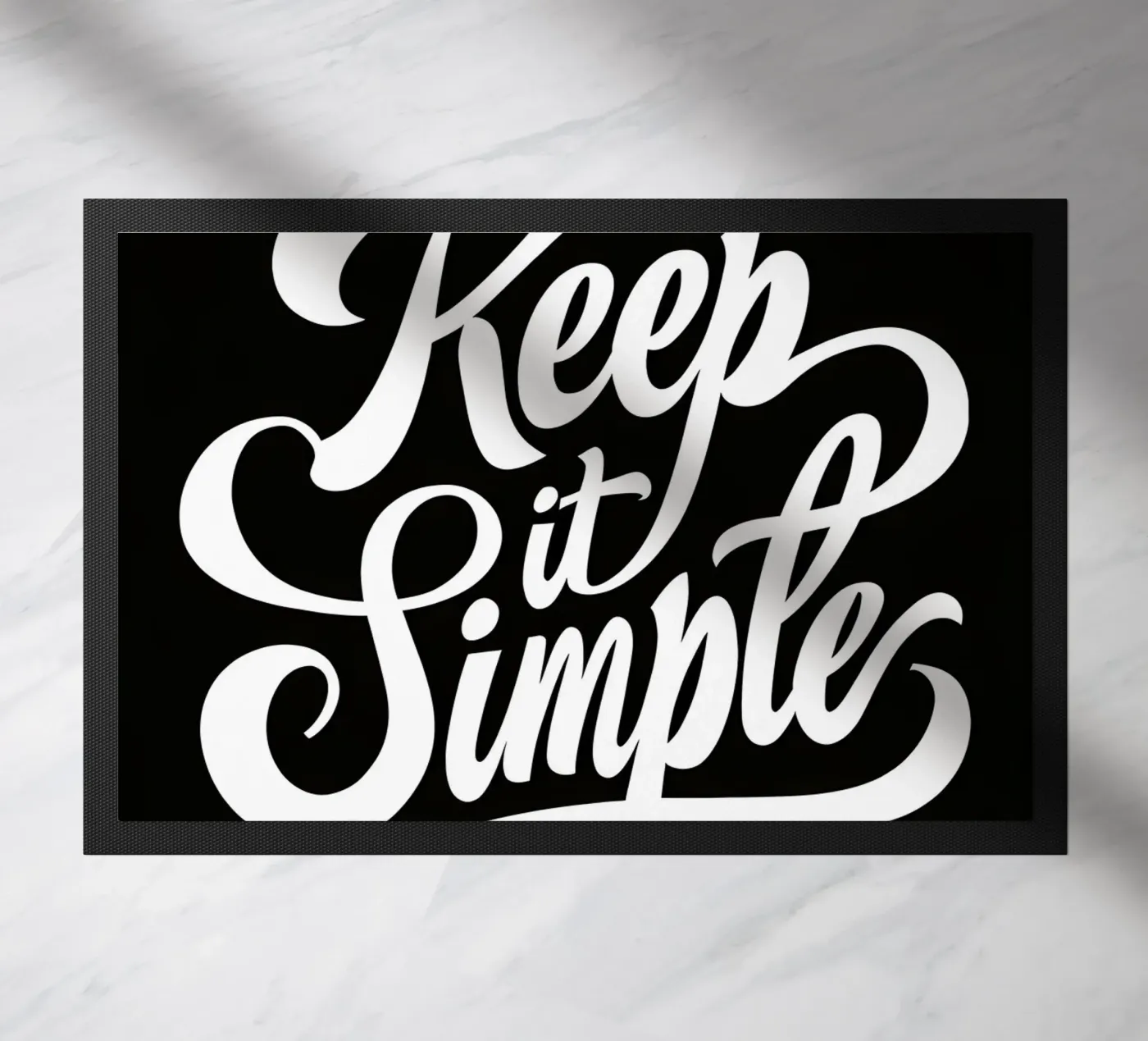 Elegant Keep It Simple Cursive Typography doormat by inspirational quote