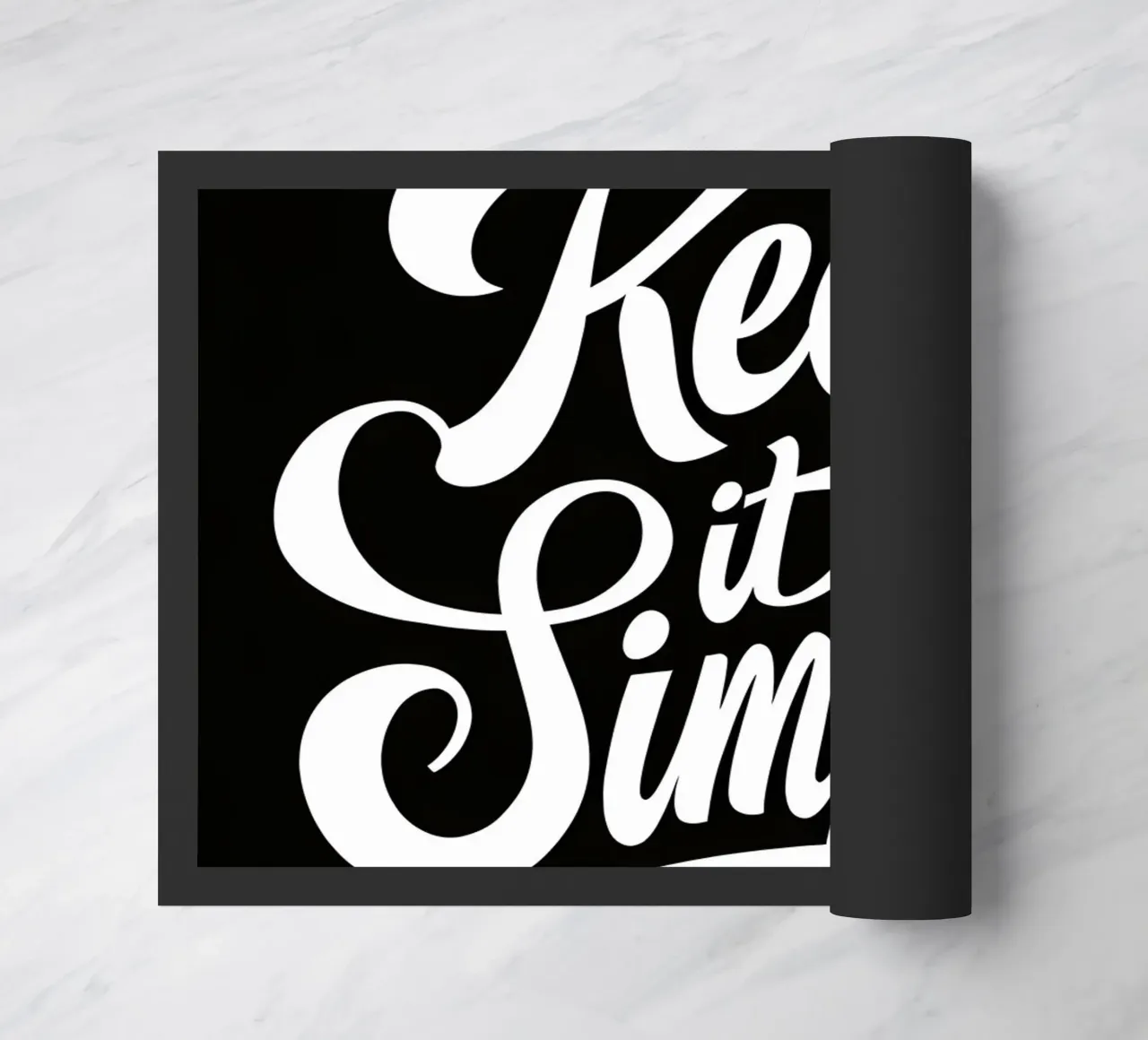 Elegant Keep It Simple Cursive Typography doormat by inspirational quote