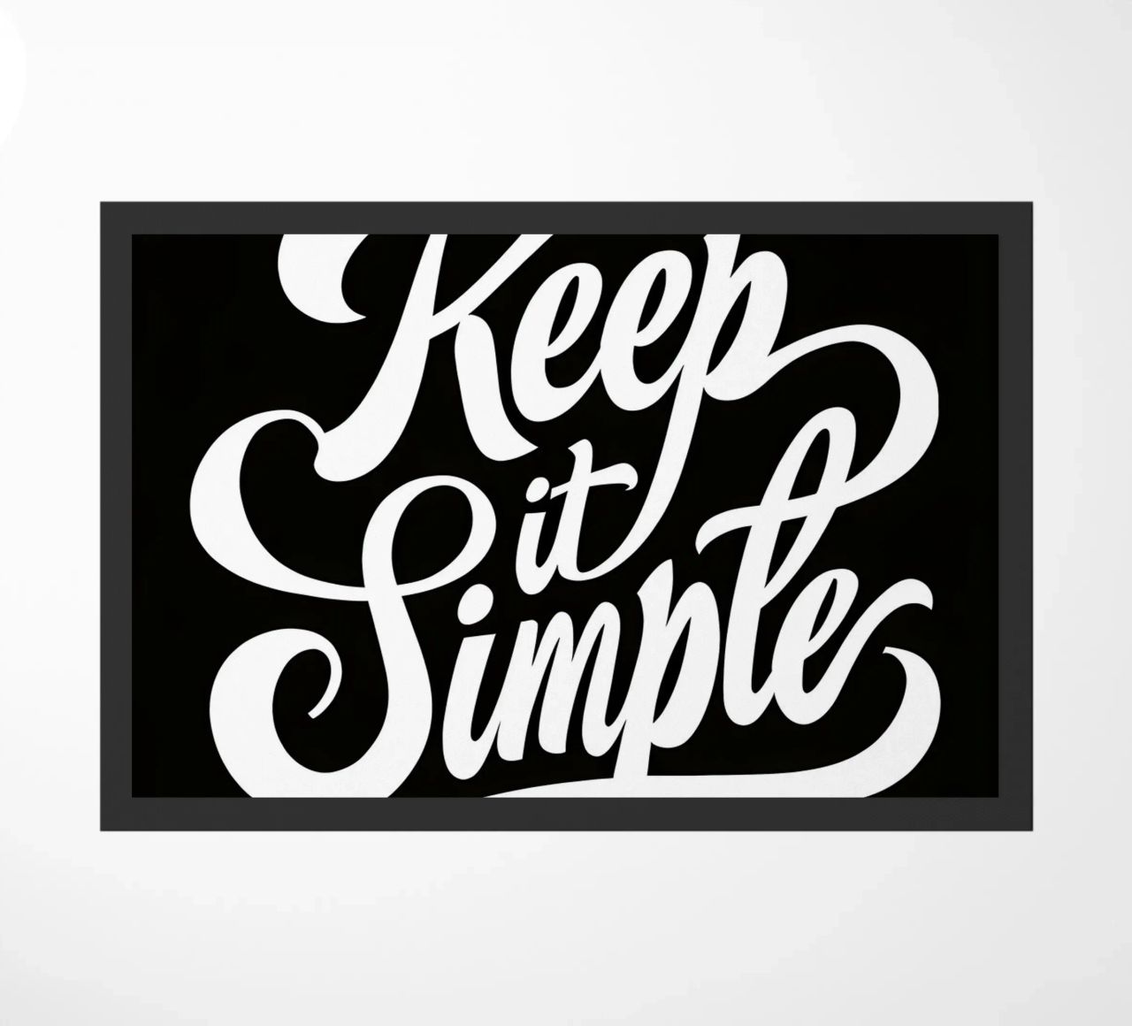 Elegant Keep It Simple Cursive Typography doormat by inspirational quote
