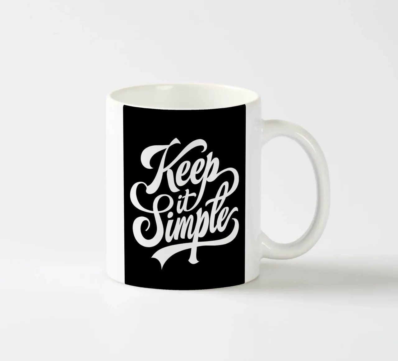 Elegante Keep It Simple Cursieve Typografie keramische mok van inspirational quote
