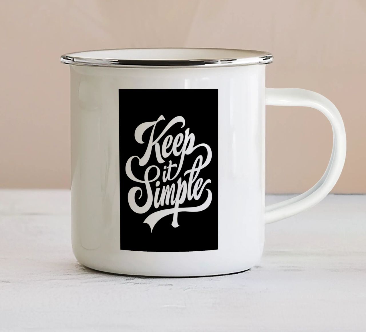 Elegante tipografia corsiva Keep It Simple tazza in smalto da inspirational quote