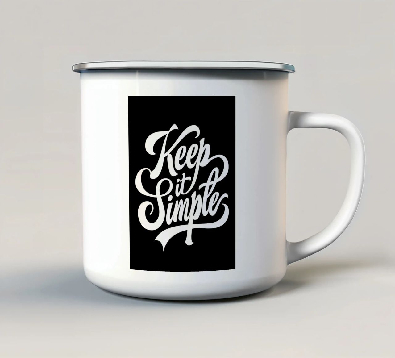 Elegante tipografia corsiva Keep It Simple tazza in smalto da inspirational quote