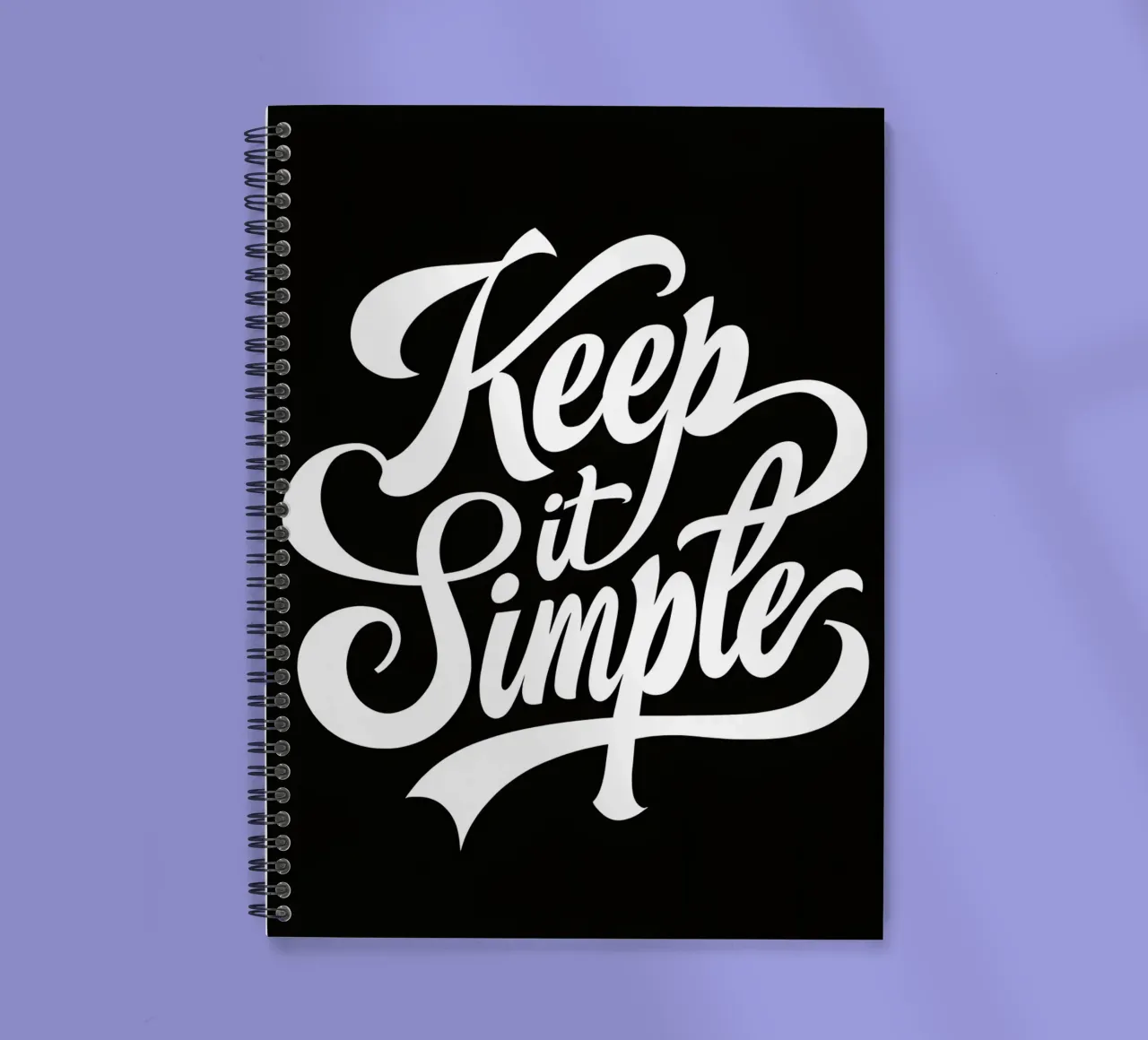 Elegant Keep It Simple Cursive Typography spiral notebook by inspirational quote
