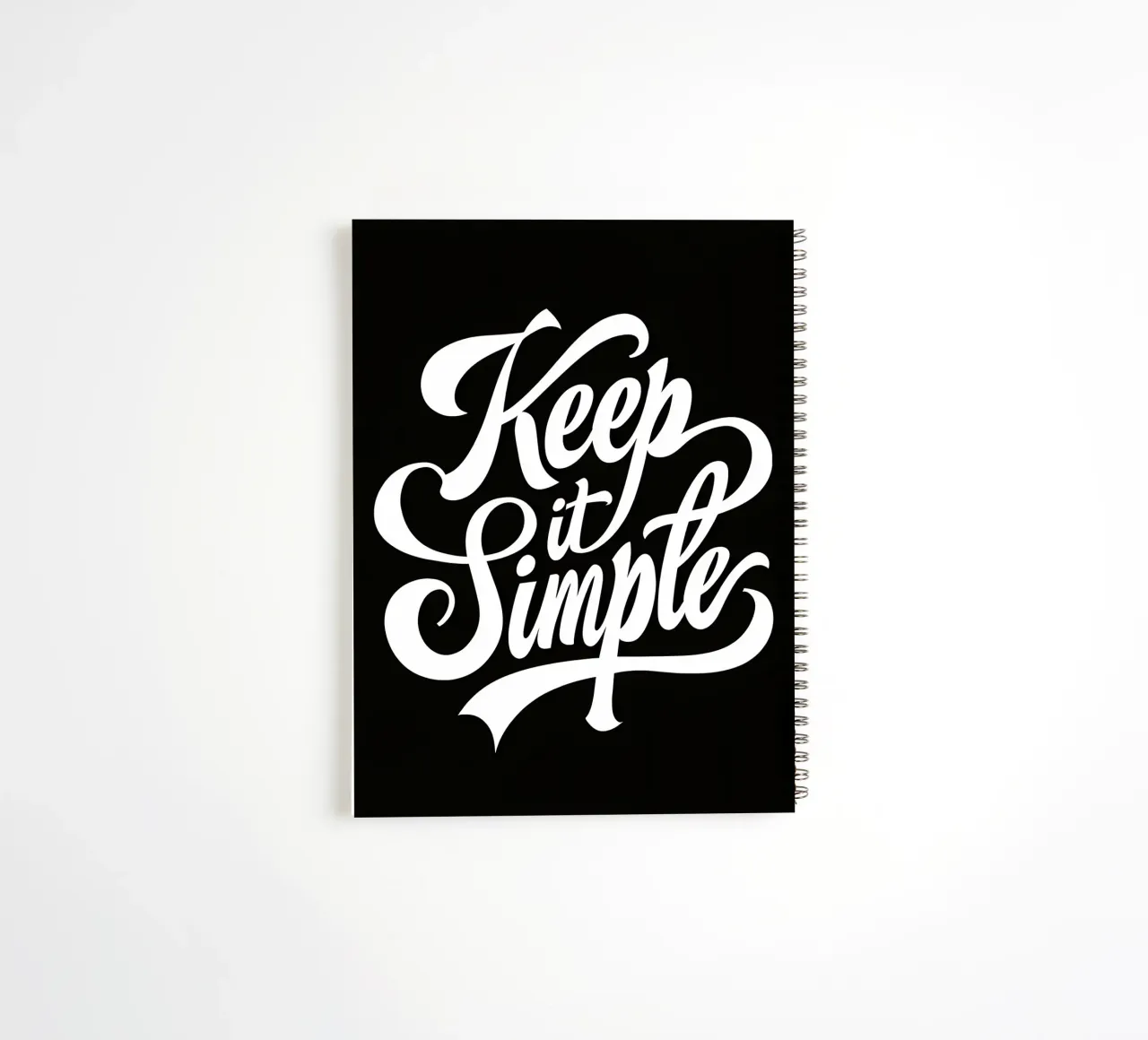 Elegant Keep It Simple Cursive Typography spiral notebook by inspirational quote
