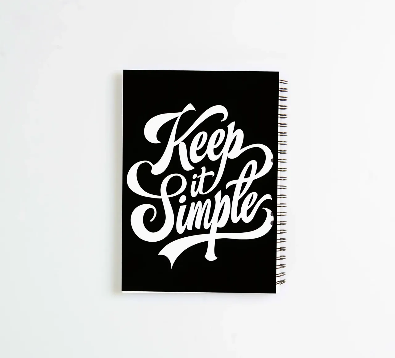 Elegant Keep It Simple Cursive Typography spiral notebook by inspirational quote