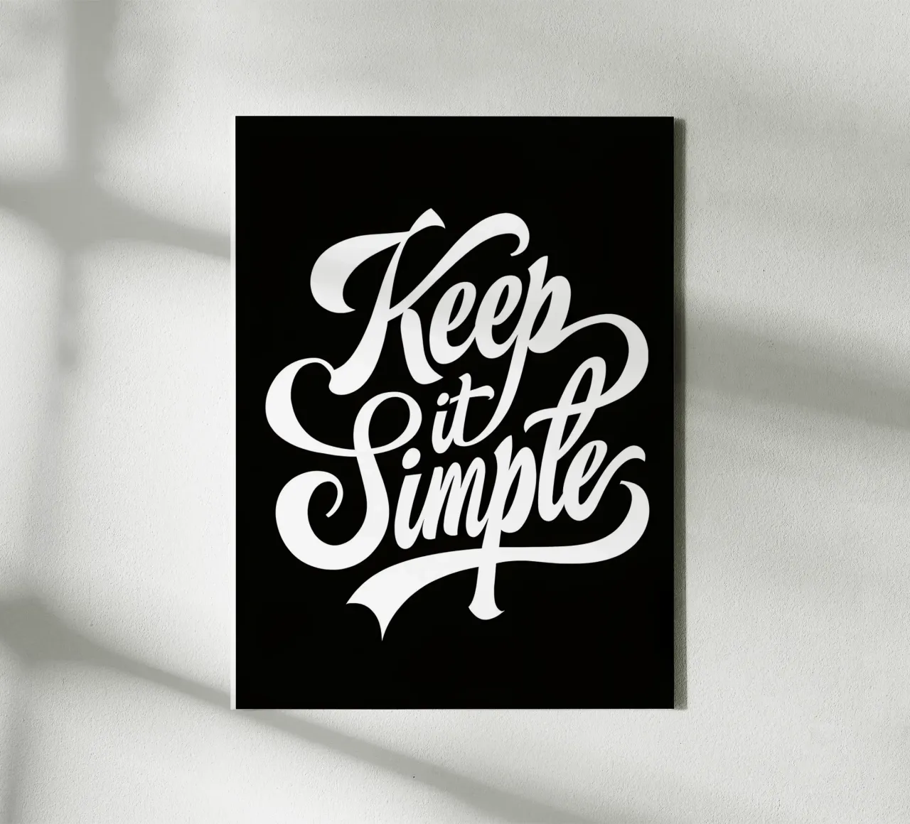 Elegant Keep It Simple Cursive Typography canvas with Floater frame by inspirational quote