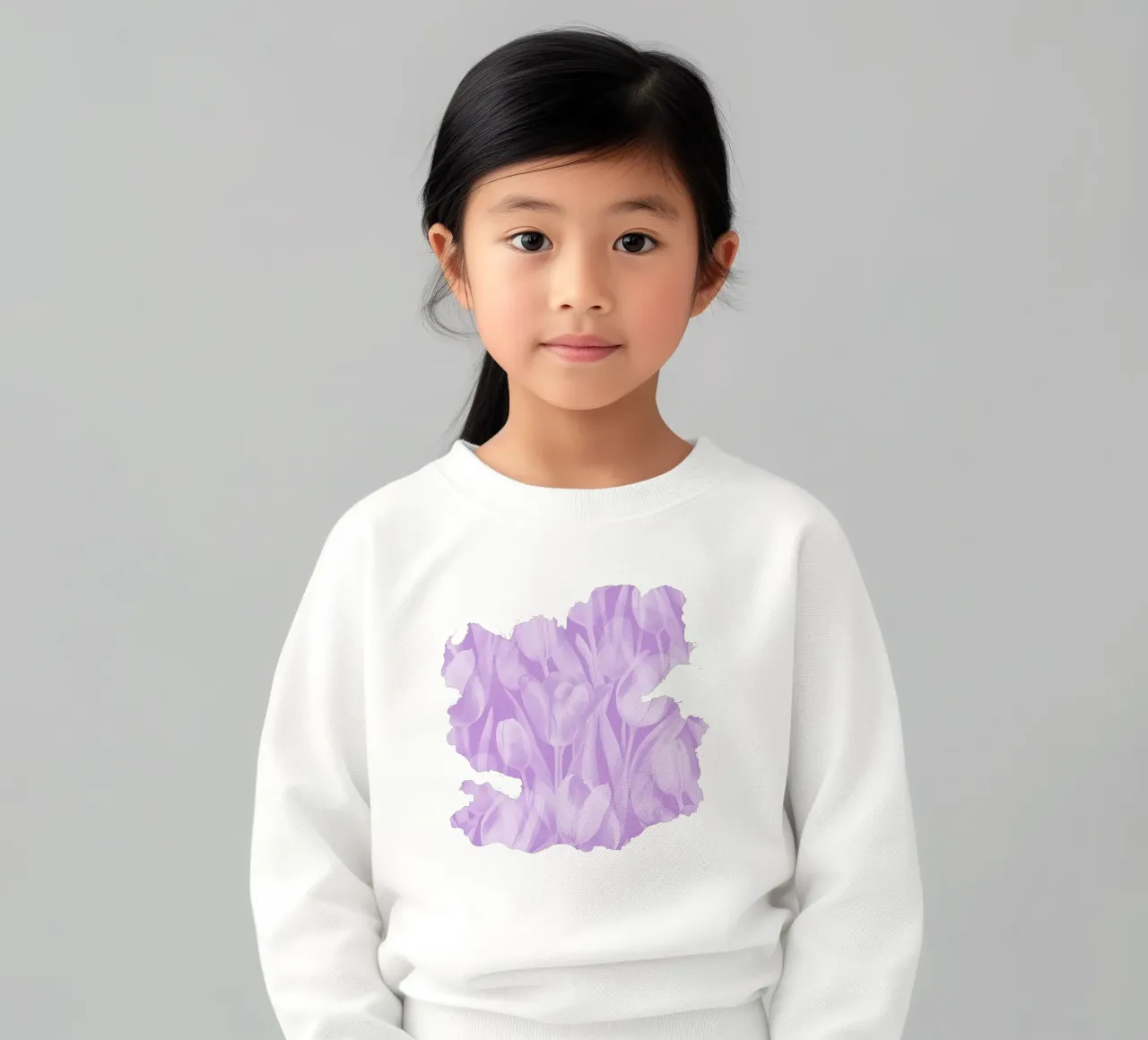 Tulips Lavender and White kids sweatshirt by SilverPegasus