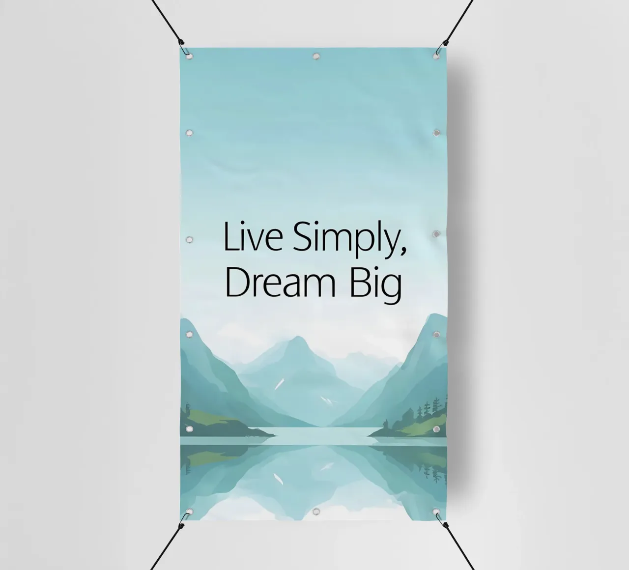 Live Simply, Dream Big - Tranquil Mountain Lake Landscape pvc cover by inspirational quote