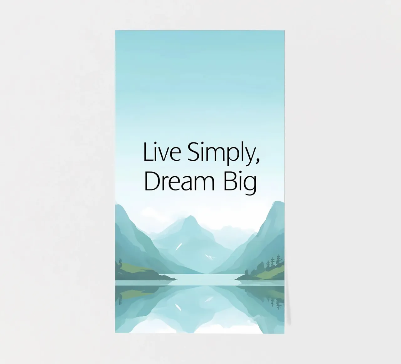 Einfach leben, groß träumen - Ruhige Bergsee-Landschaft Stickerbogen von inspirational quote