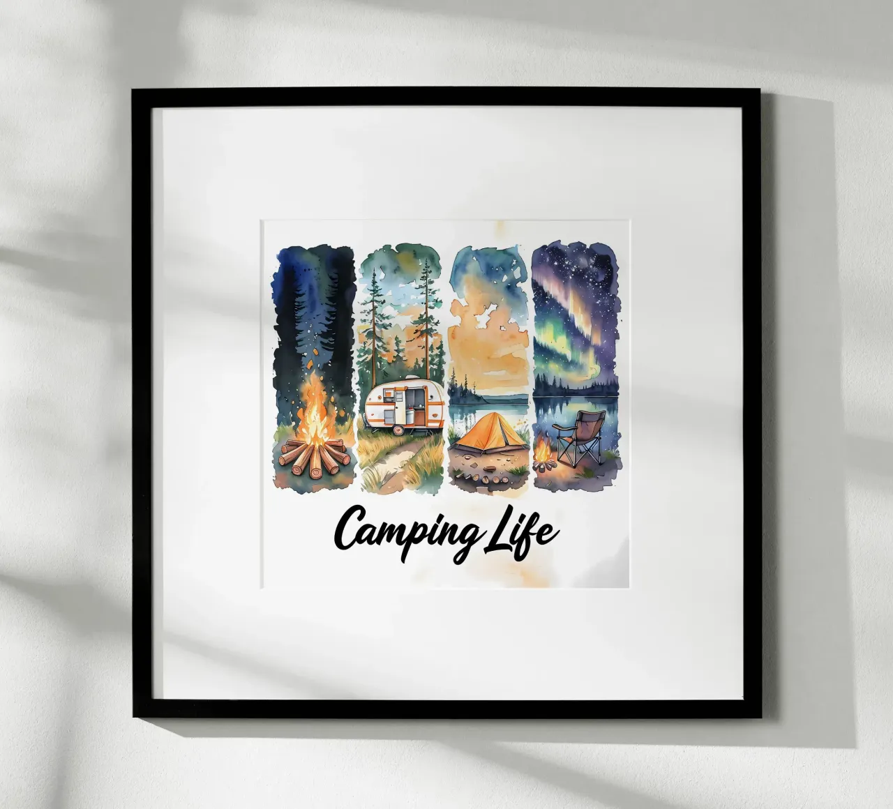 Momenti di acquerello della vita da campeggio poster da inspirational quote