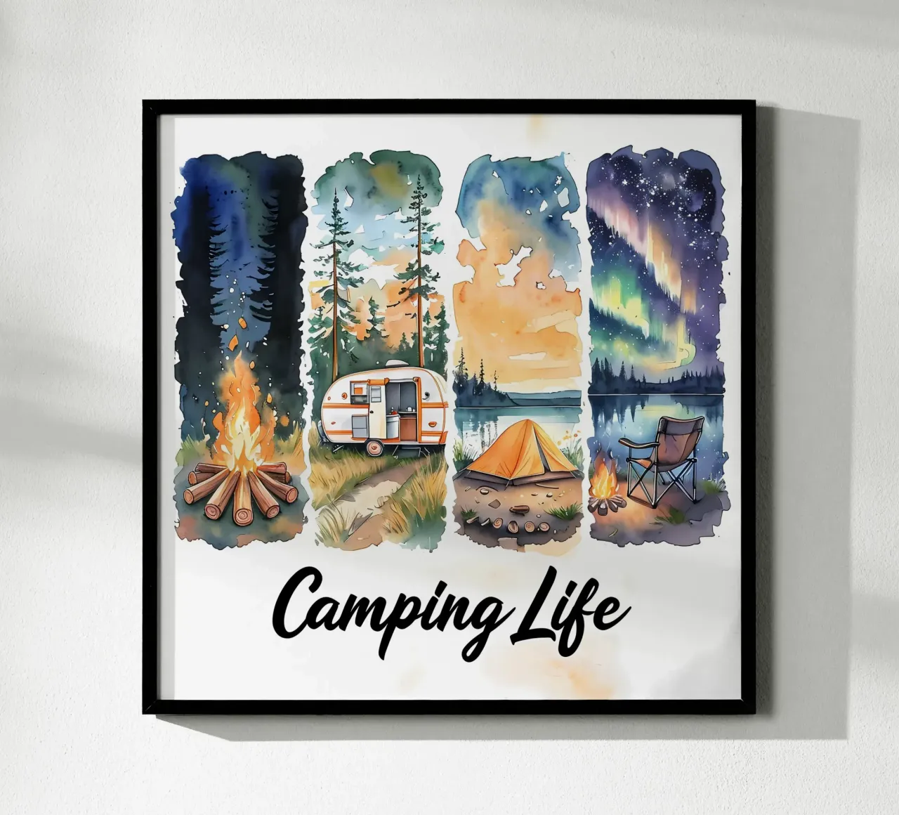 Momenti di acquerello della vita da campeggio poster da inspirational quote