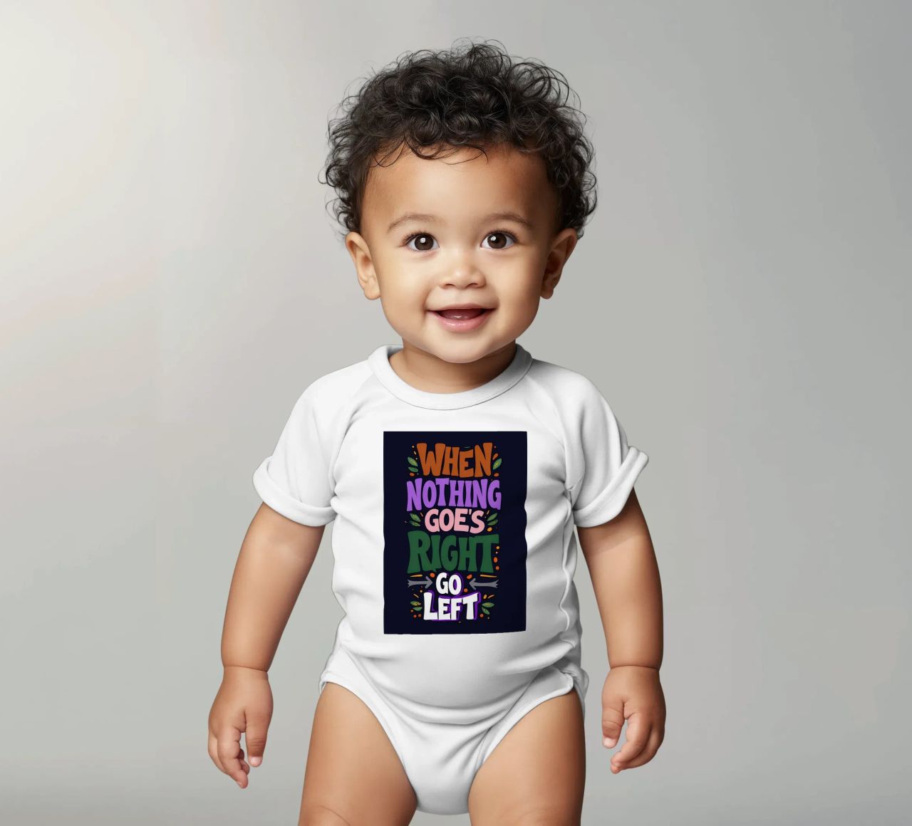 Go Left - Colorful Motivational Typography short-sleeve baby romper by inspirational quote