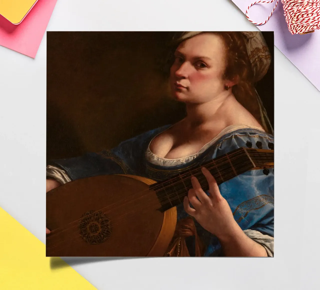 Artemisia Gentileschi – Self-Portrait as a Lute Player sticker sheet by Wirla
