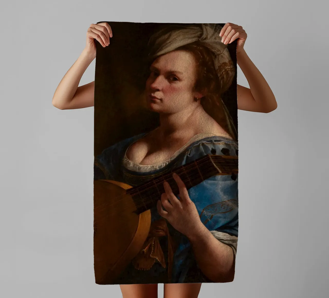 Artemisia Gentileschi – Self-Portrait as a Lute Player towel by Wirla