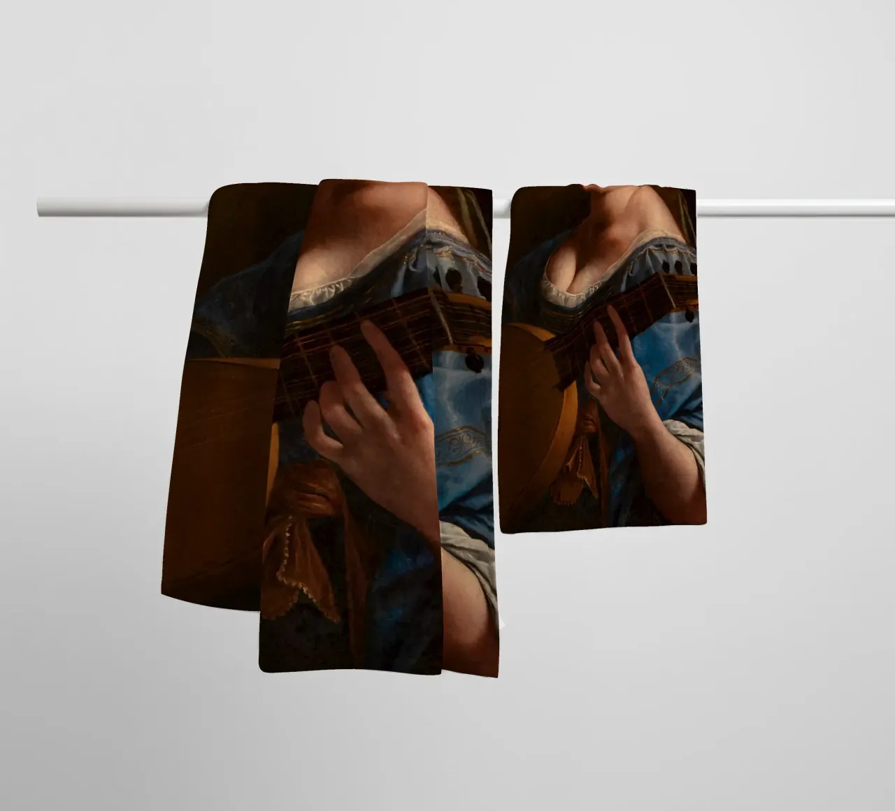 Artemisia Gentileschi – Self-Portrait as a Lute Player towel by Wirla