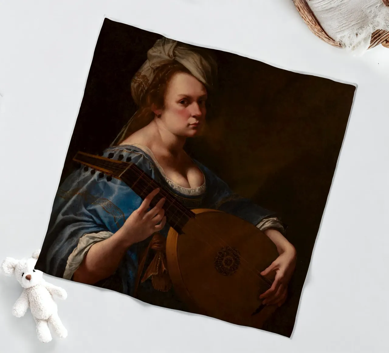 Artemisia Gentileschi – Self-Portrait as a Lute Player fleece blanket by Wirla