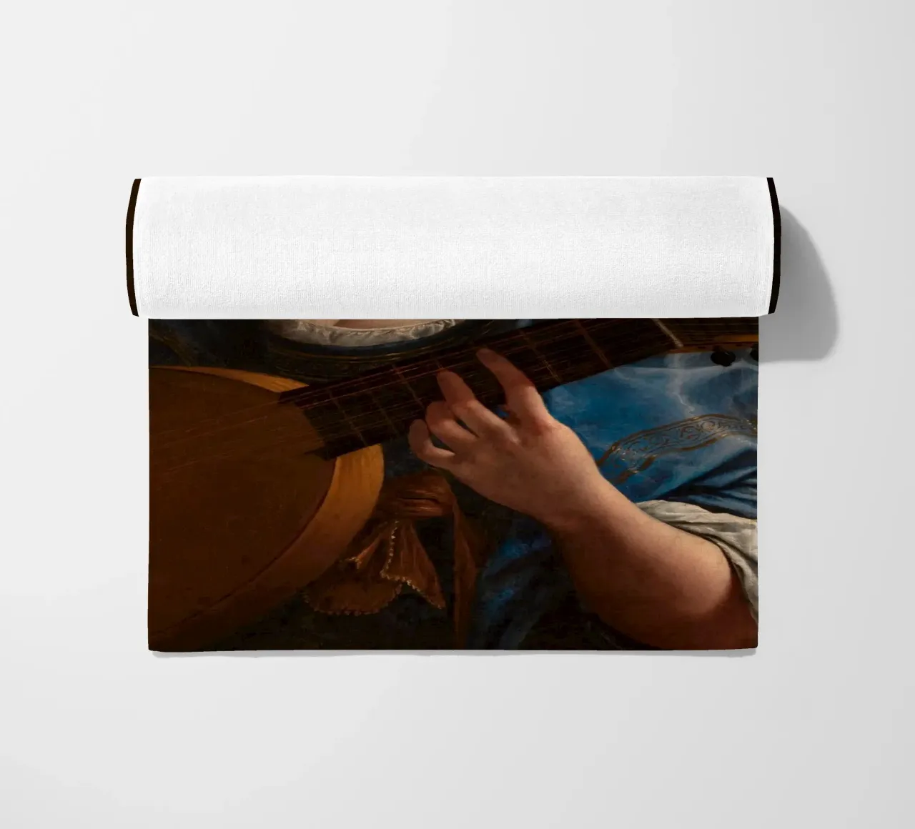 Artemisia Gentileschi – Self-Portrait as a Lute Player beach towel by Wirla