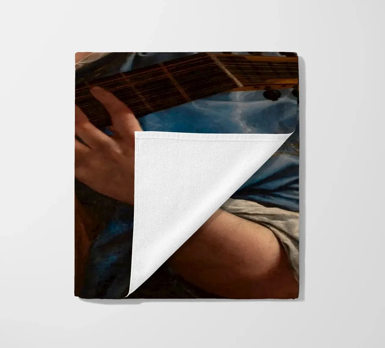 Artemisia Gentileschi – Self-Portrait as a Lute Player beach towel by Wirla