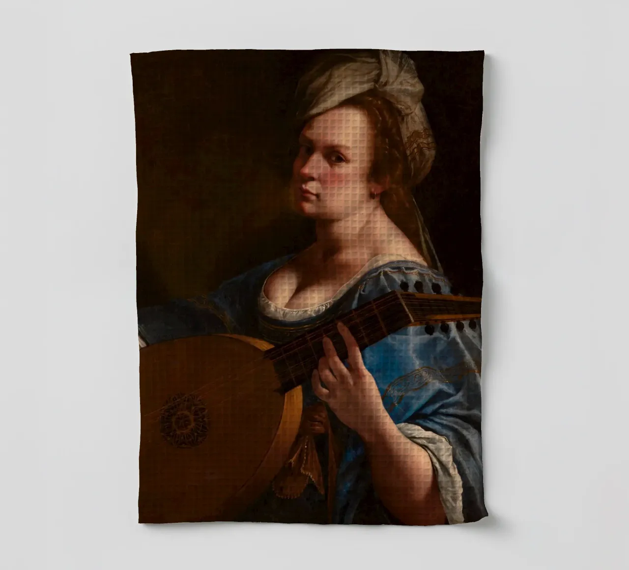 Artemisia Gentileschi – Self-Portrait as a Lute Player tea towel by Wirla
