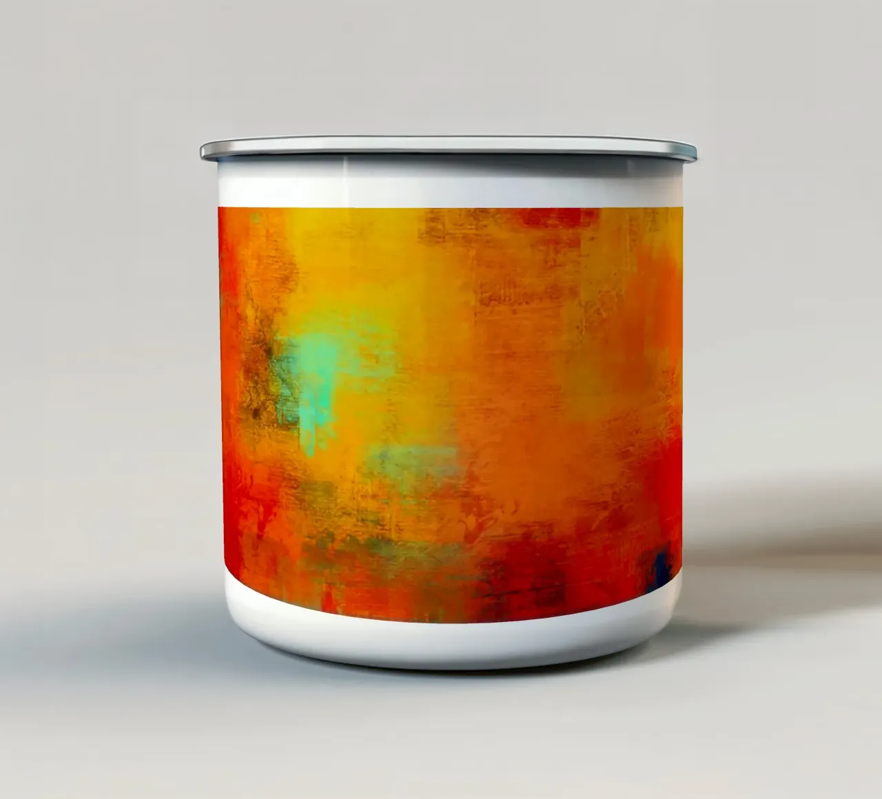 Terra fuoco e cielo glamour - arte astratta tazza in smalto da Petra Lang