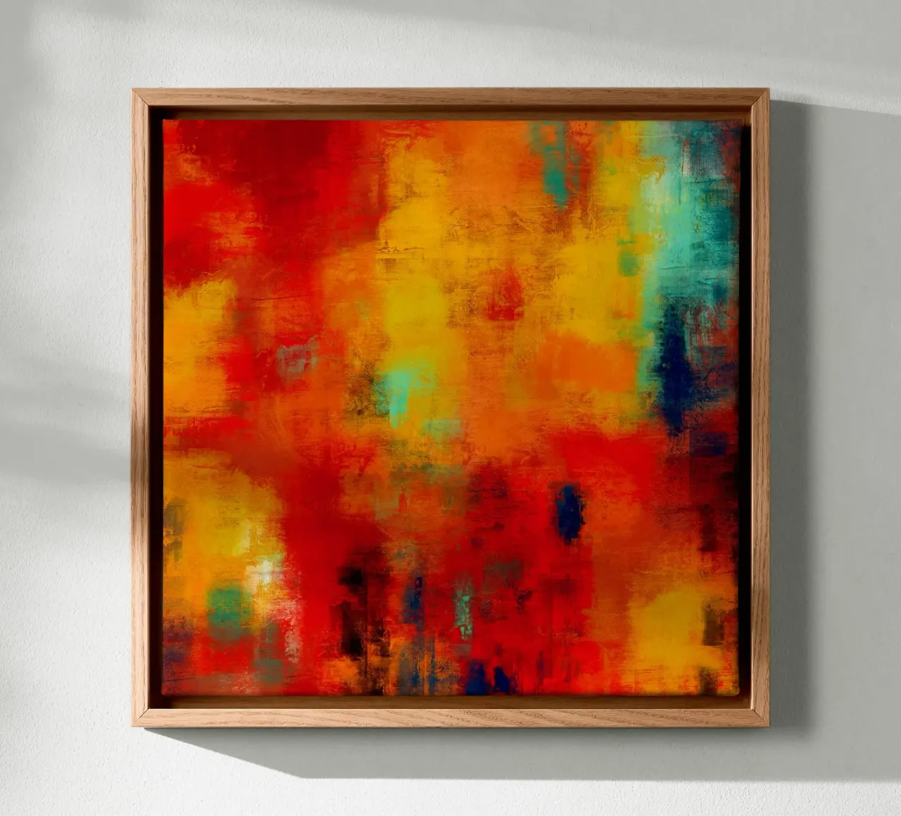 Aarde vuur en lucht glamour - abstracte kunst canvas met Baklijst van Petra Lang