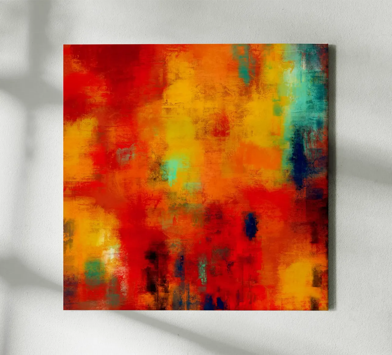 Aarde vuur en lucht glamour - abstracte kunst canvas met Baklijst van Petra Lang