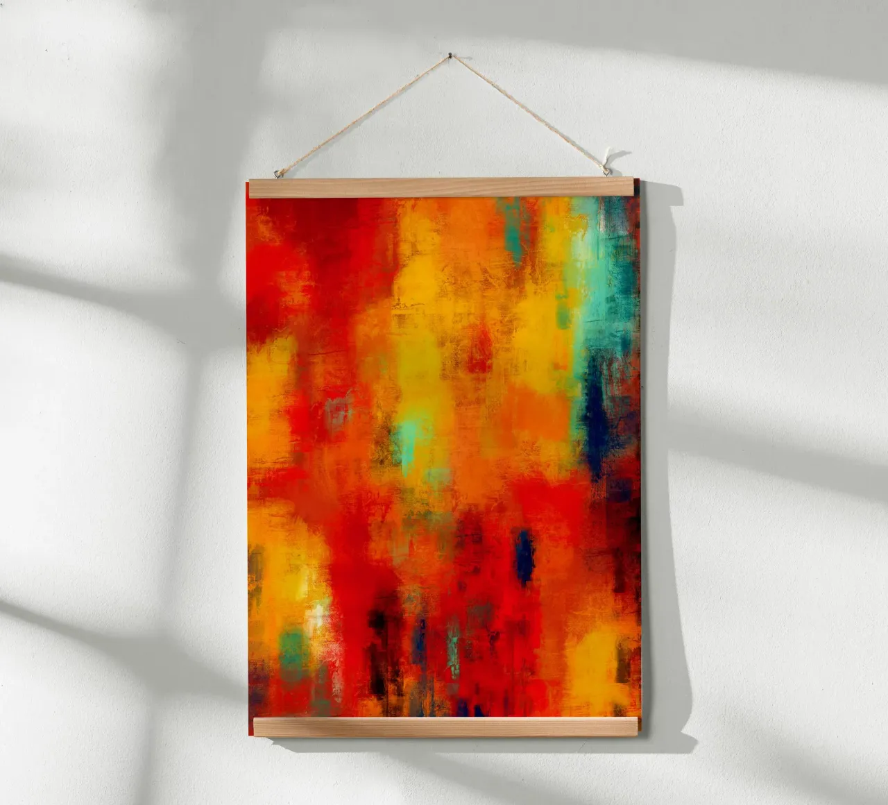 Terra fuoco e cielo glamour - arte astratta poster con telaio in legno da Petra Lang