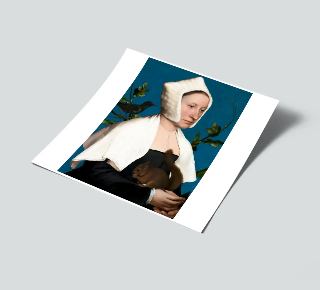 Holbein le Jeune - Une dame avec un écureuil et un étourneau planche autocollant de Wirla