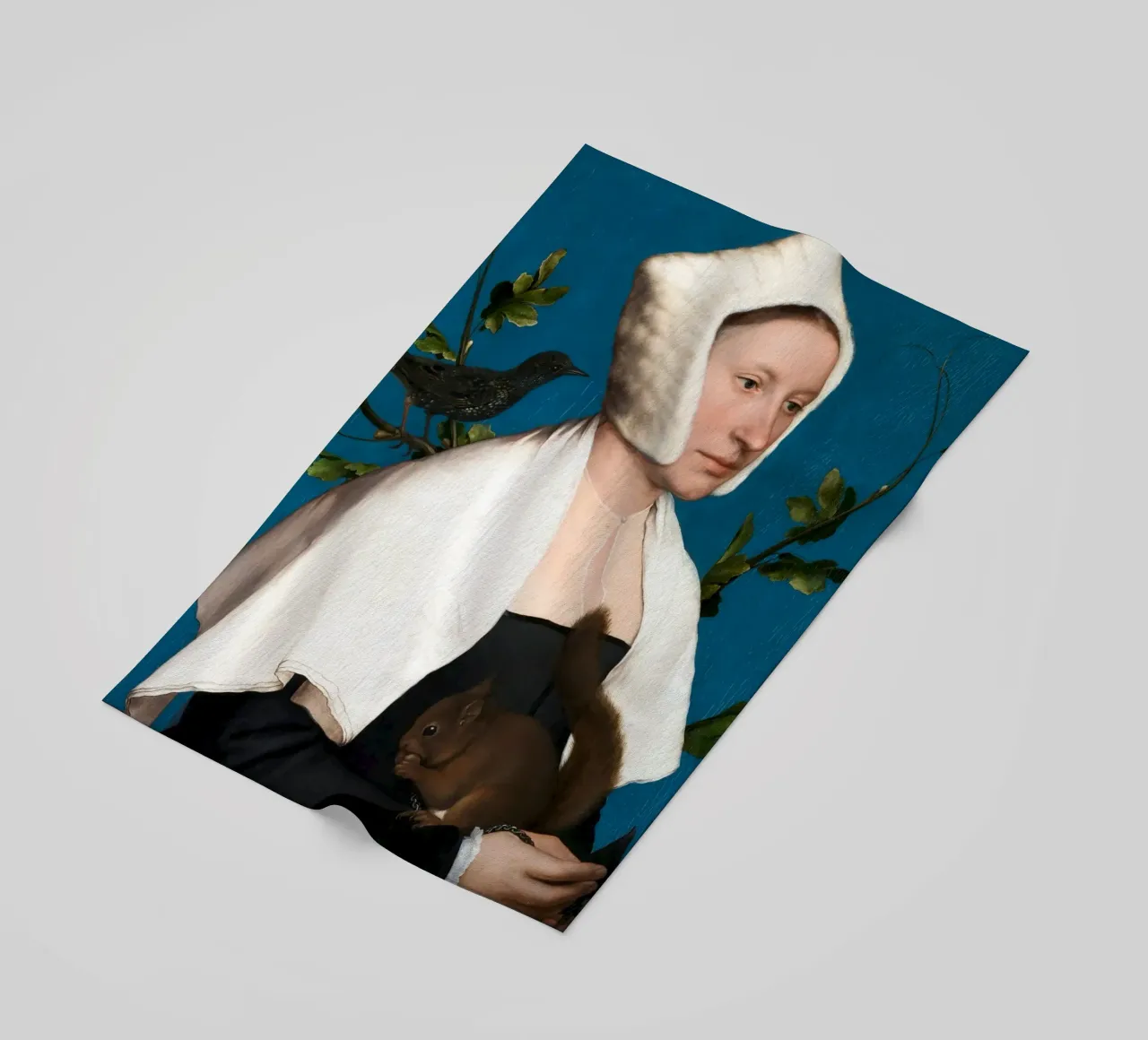 Holbein il Giovane - Una dama con uno scoiattolo e uno storno telo mare da Wirla