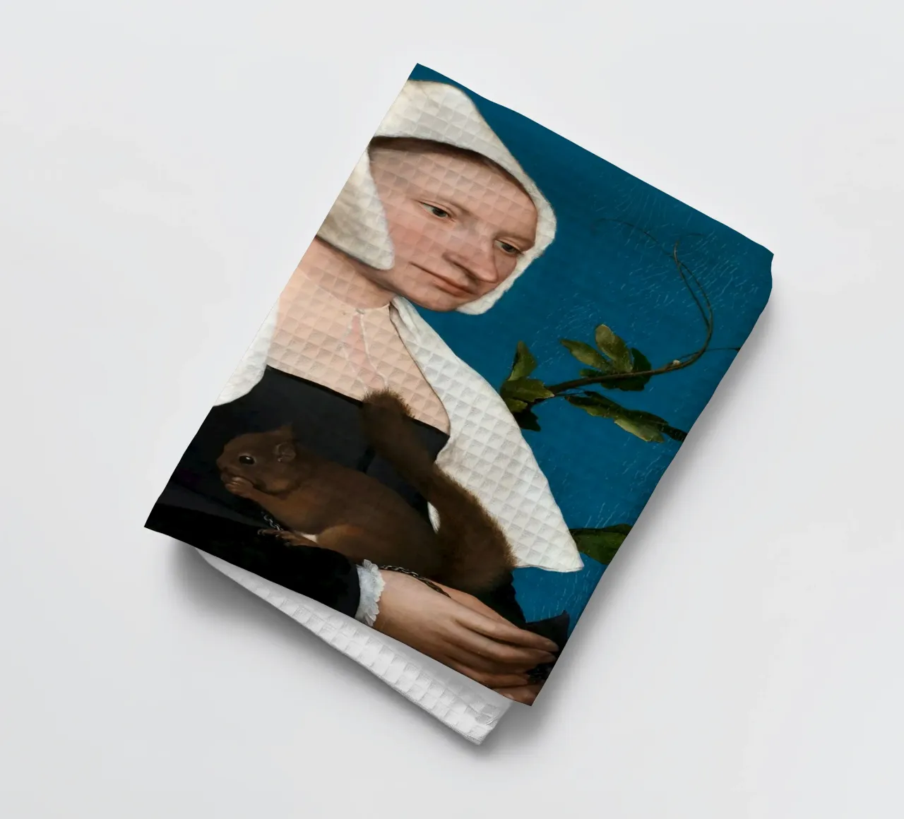Holbein il Giovane - Una dama con uno scoiattolo e uno storno canovaccio da cucina da Wirla
