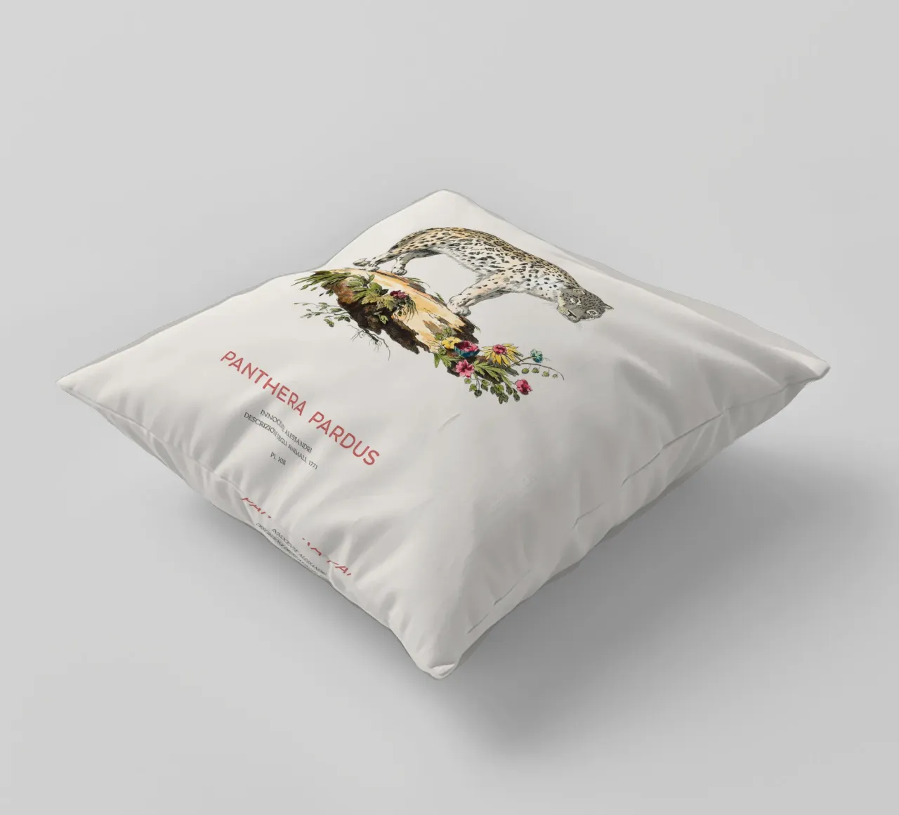 Art scientifique ancien sur le léopard coussin de Vintagrafica