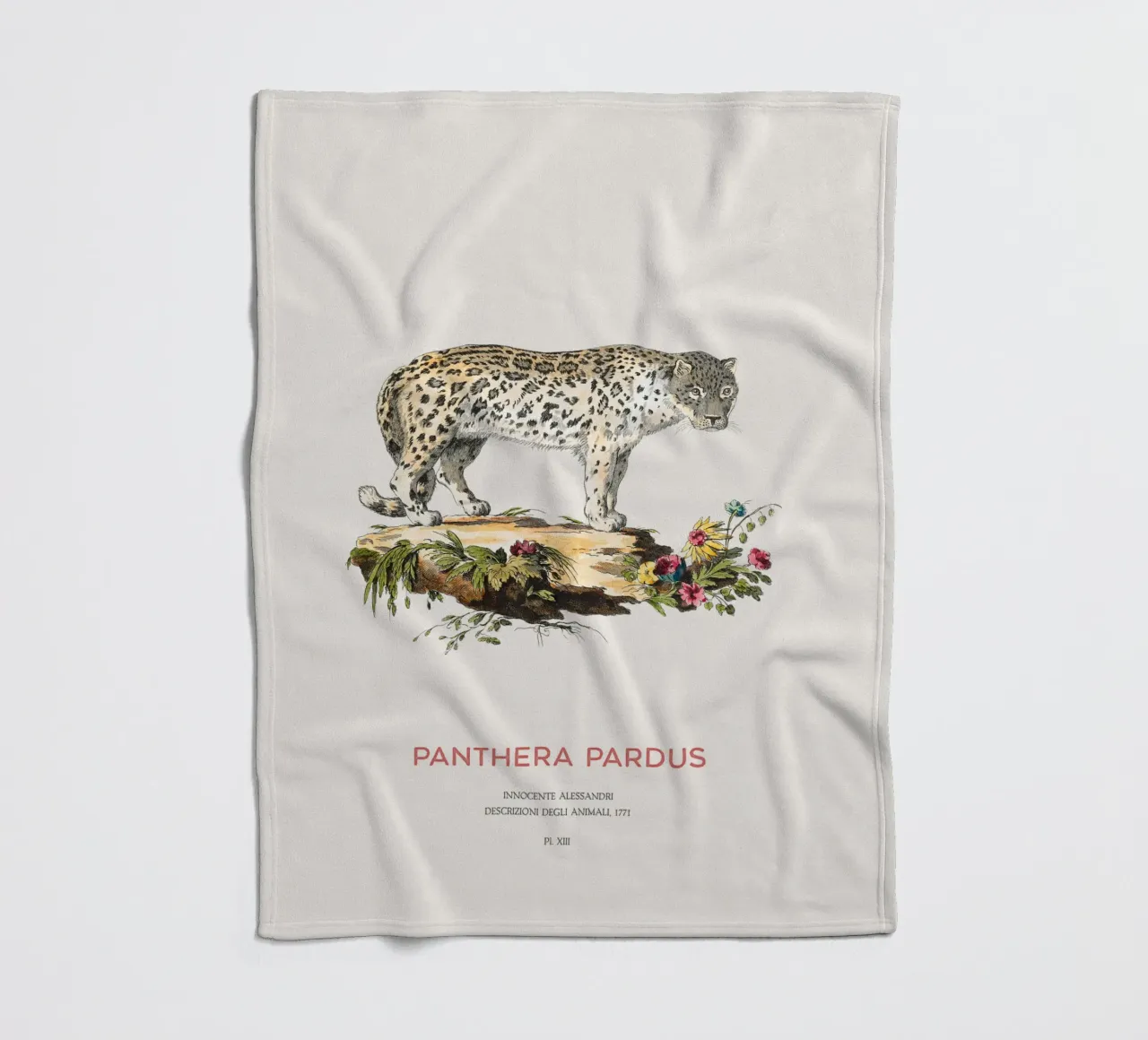 Antiker Leopard Wissenschaftliche Kunst Fleecedecke von Vintagrafica