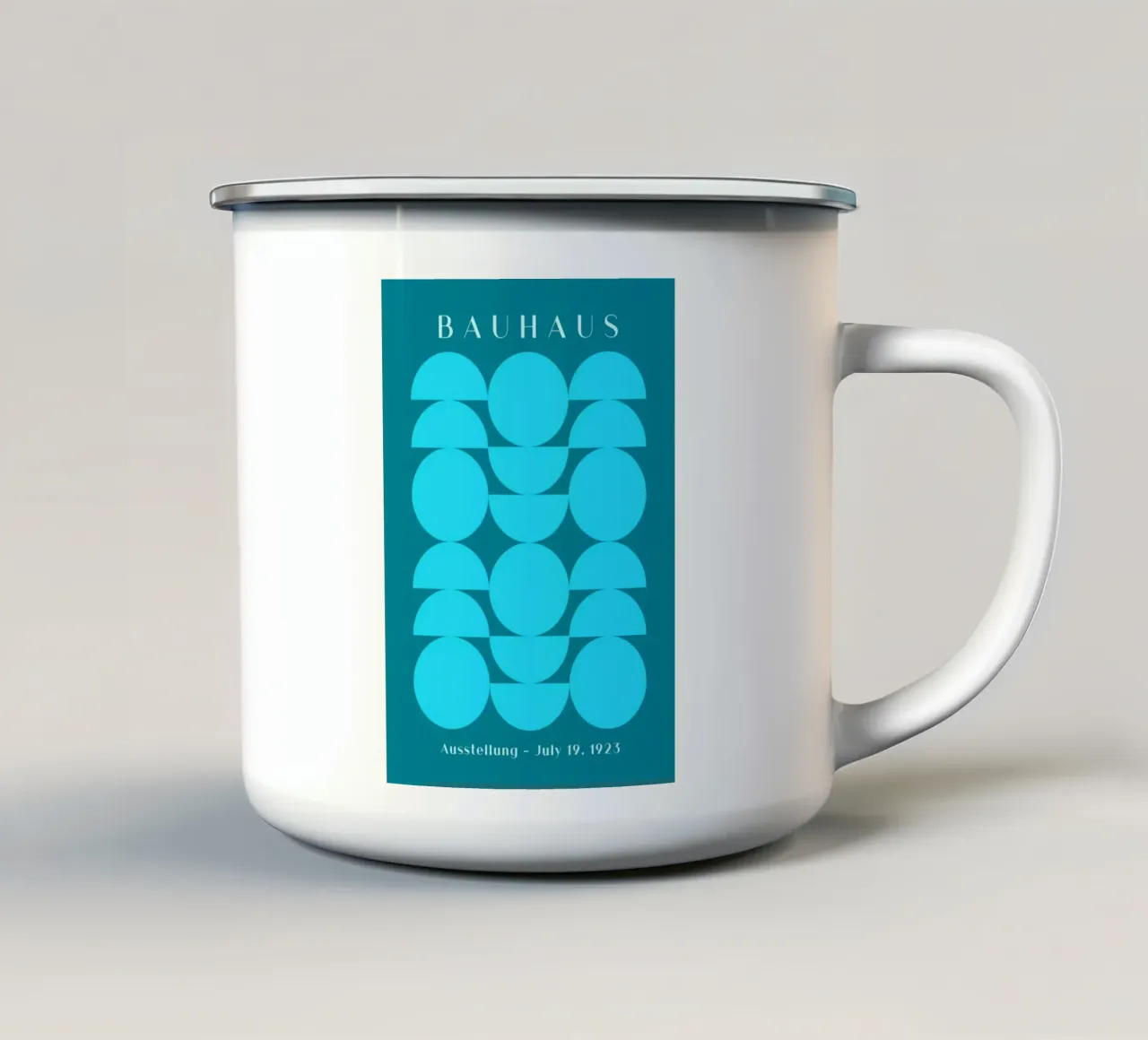 Bauhaus 1923 Mostra Forme geometriche blu tazza in smalto da NorwesClub