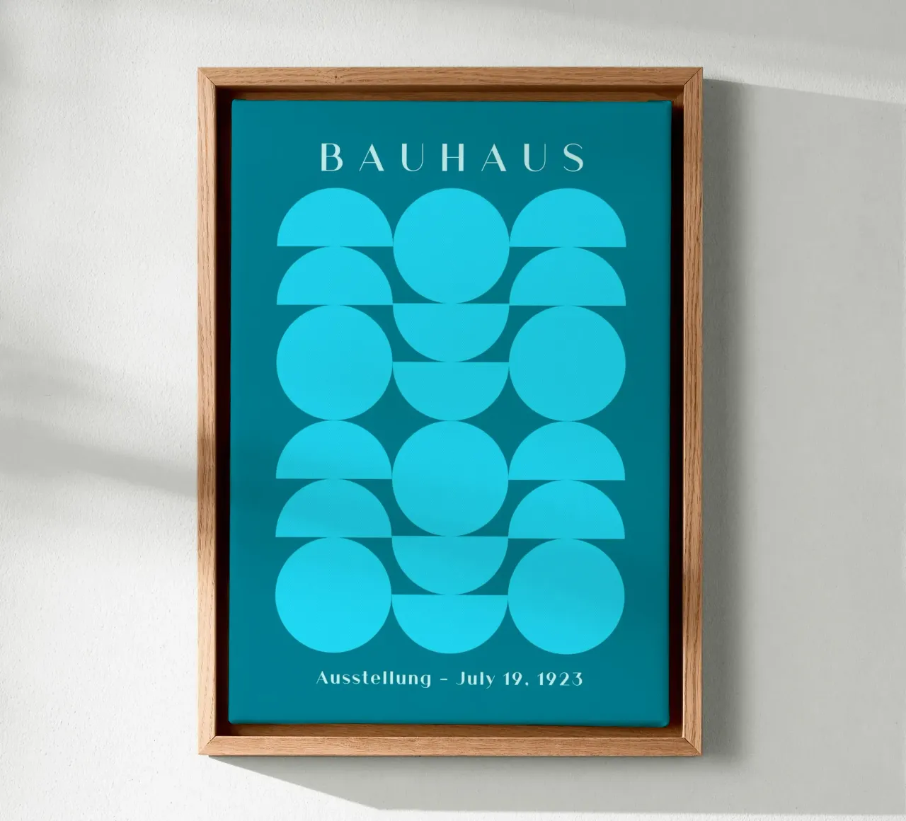 Bauhaus 1923 Mostra Forme geometriche blu tela con Cornice a cassetta da NorwesClub
