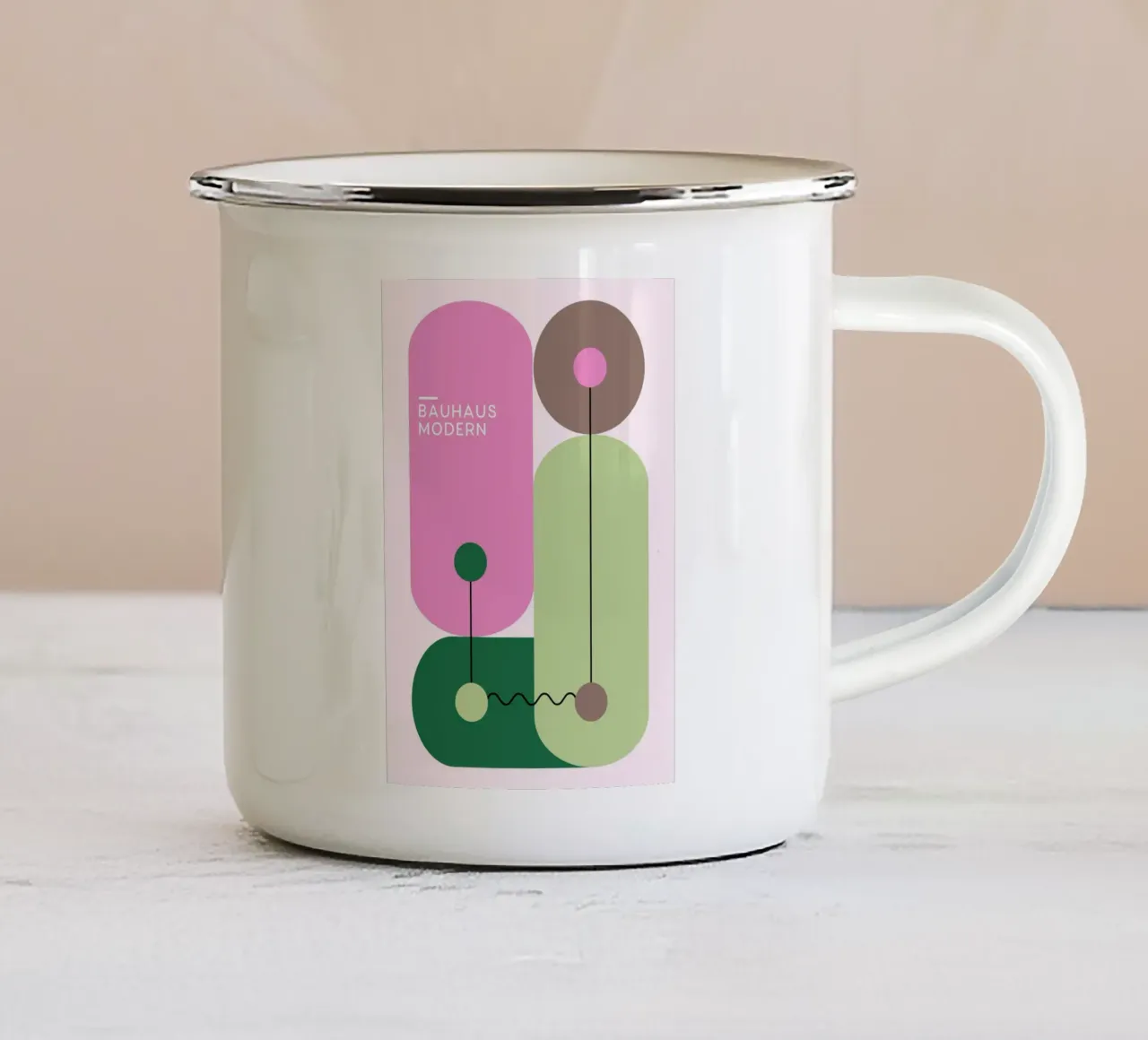 Bauhaus Moderno Astratto Forme Geometriche Stampa tazza in smalto da NorwesClub