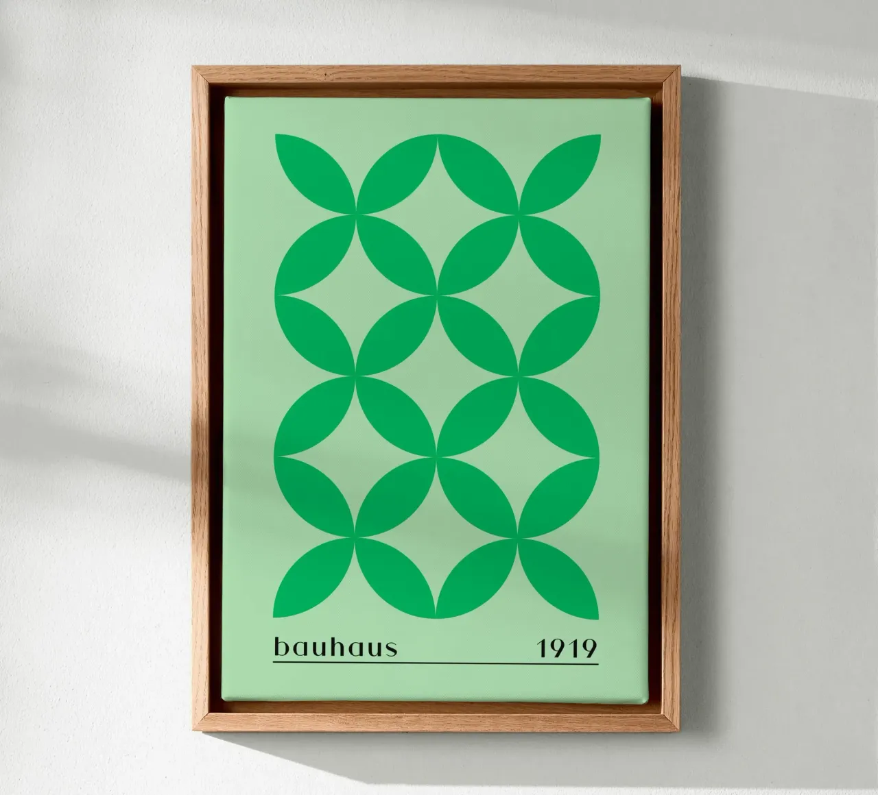 Bauhaus 1919 Geometric Green Pattern Print canvas with Floater frame by NorwesClub