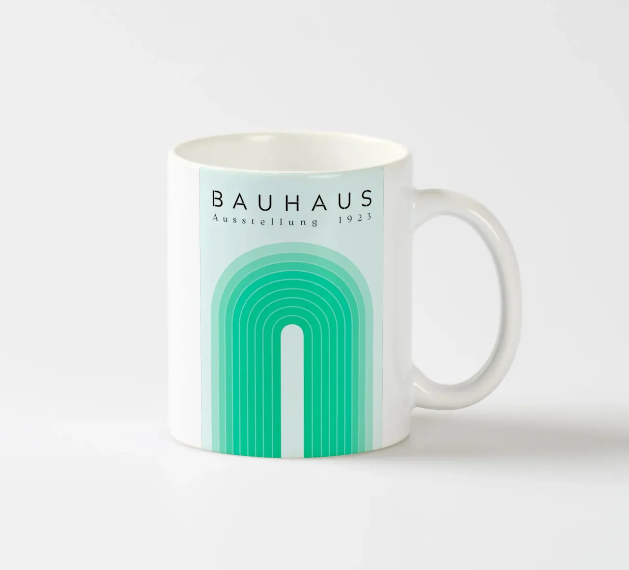 Bauhaus 1923 Tentoonstelling Groene Boog Kleurverloop Print keramische mok van NorwesClub