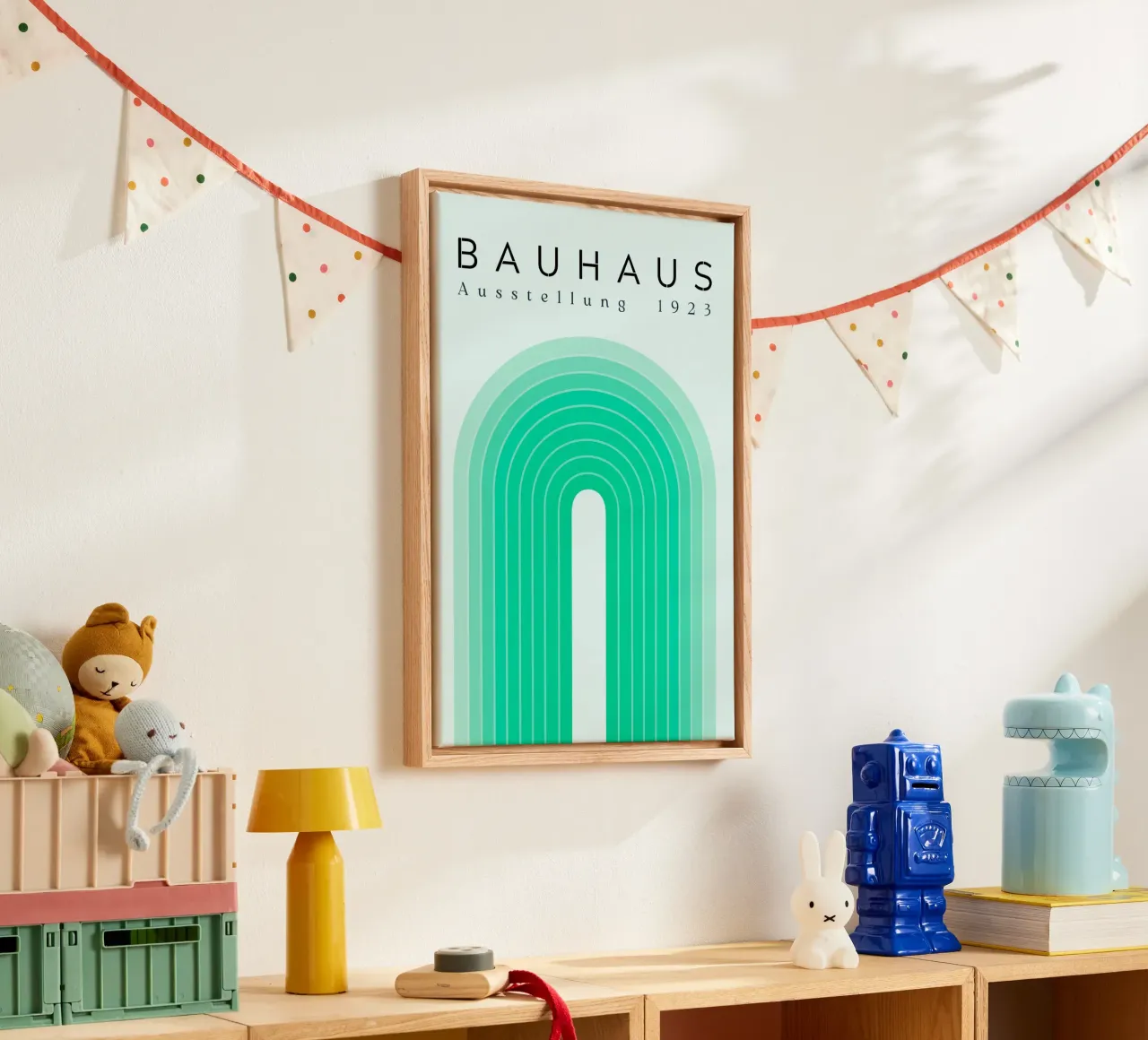 Bauhaus 1923 Tentoonstelling Groene Boog Kleurverloop Print canvas van NorwesClub