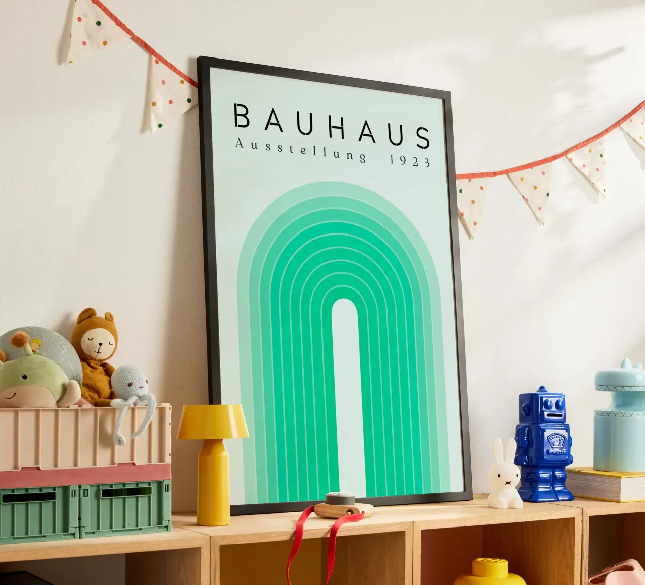 Bauhaus 1923 Tentoonstelling Groene Boog Kleurverloop Print hahnemühle van NorwesClub