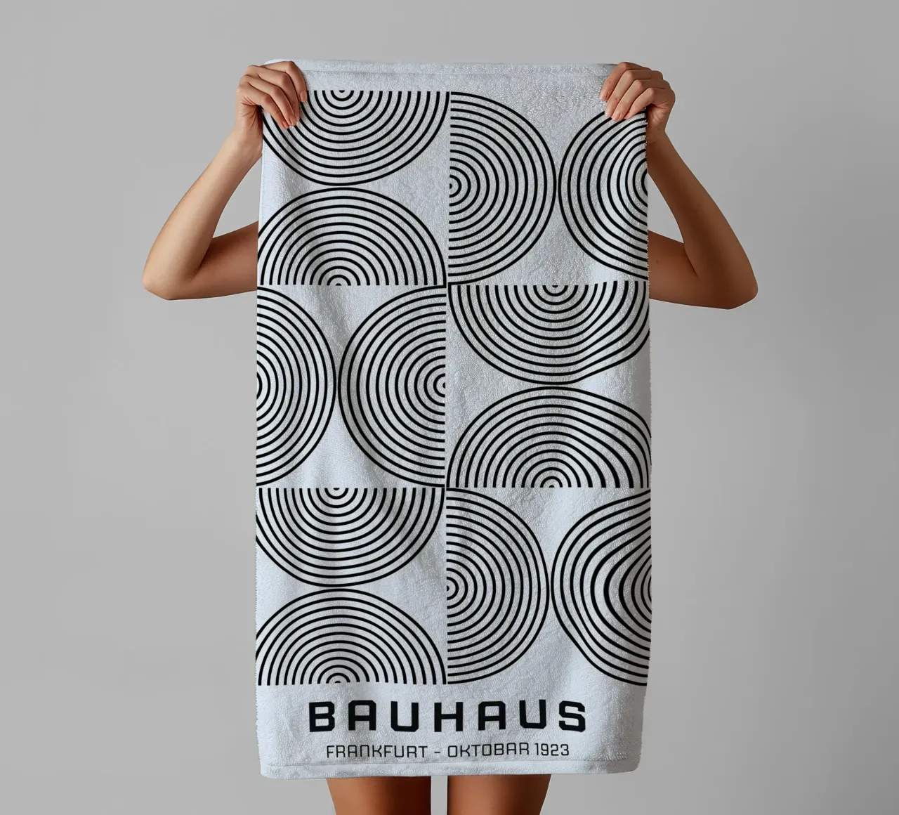 Bauhaus Francoforte 1923 Modello a linee geometriche asciugamano da bagno da NorwesClub