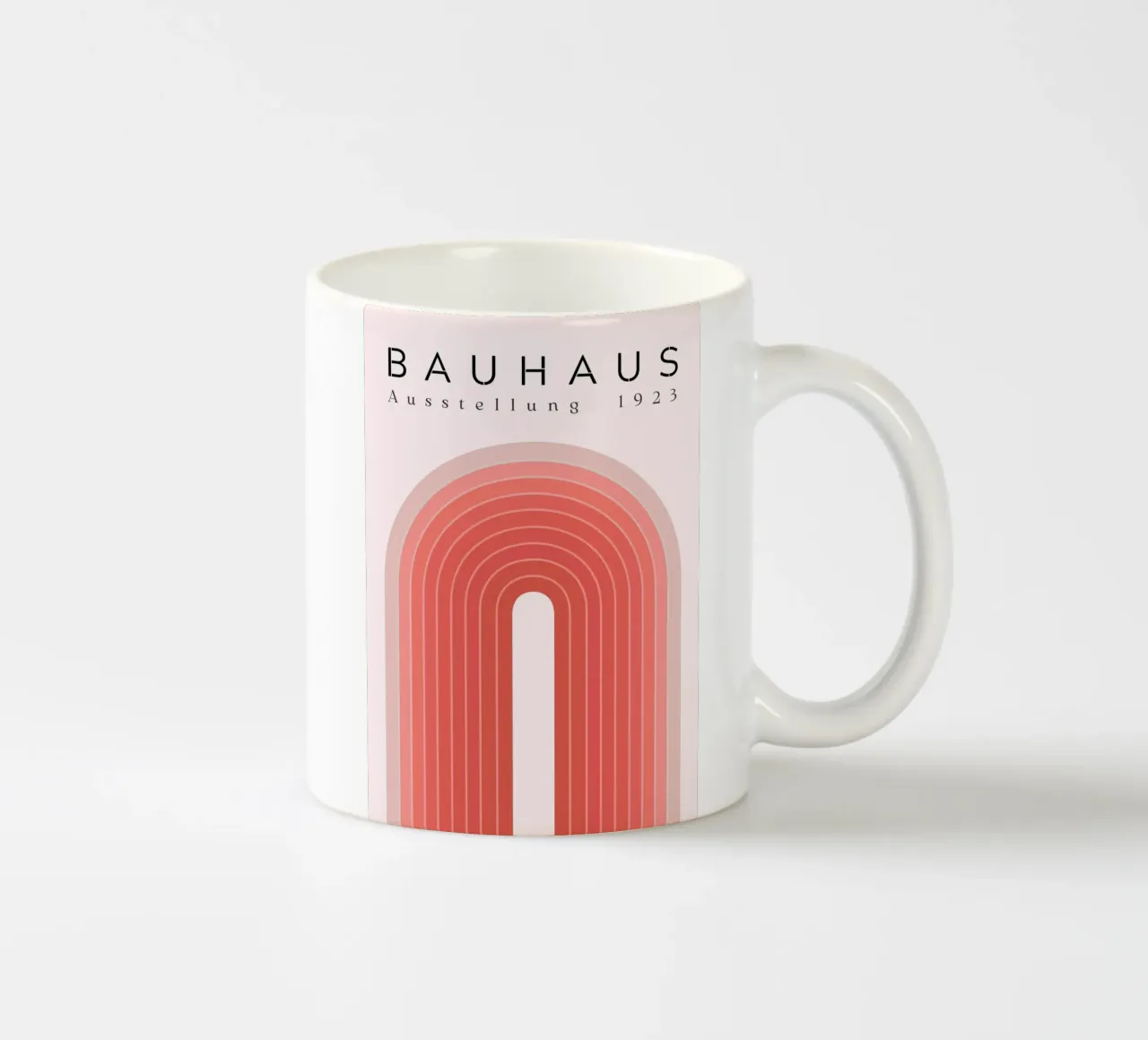 Bauhaus 1923 Mostra Rosa Arco Gradiente Stampa tazza in ceramica da NorwesClub