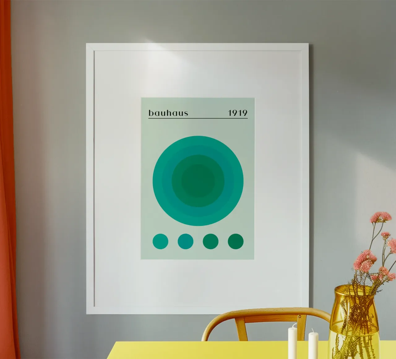 Bauhaus 1919 Geometrische Cirkel Groen Kleurverloop Print poster van NorwesClub