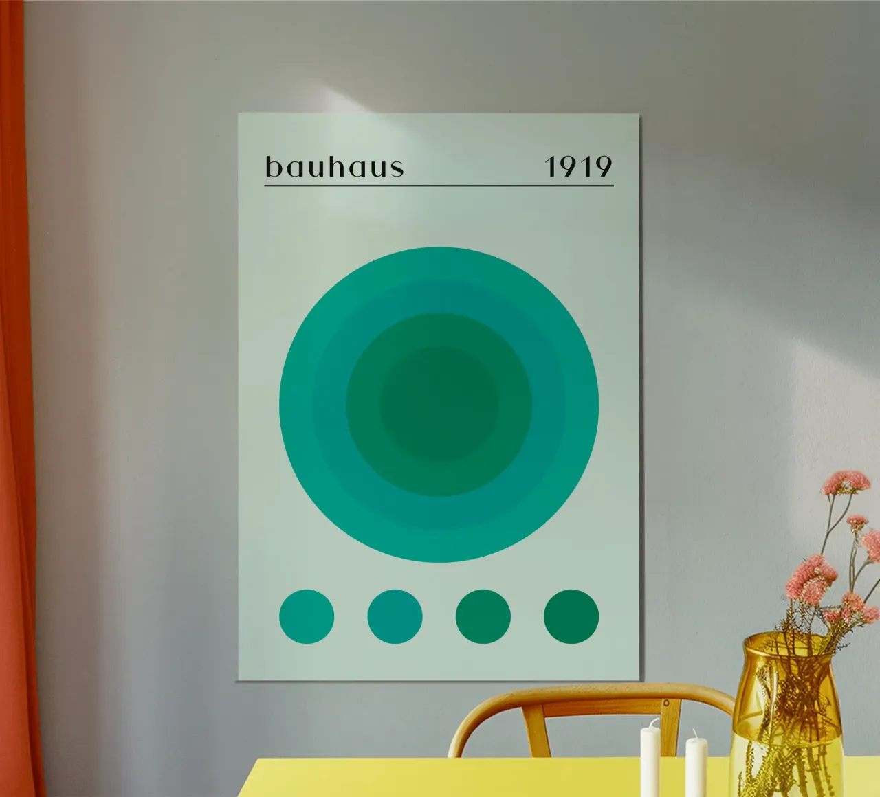 Bauhaus 1919 Geometrische Cirkel Groen Kleurverloop Print poster van NorwesClub