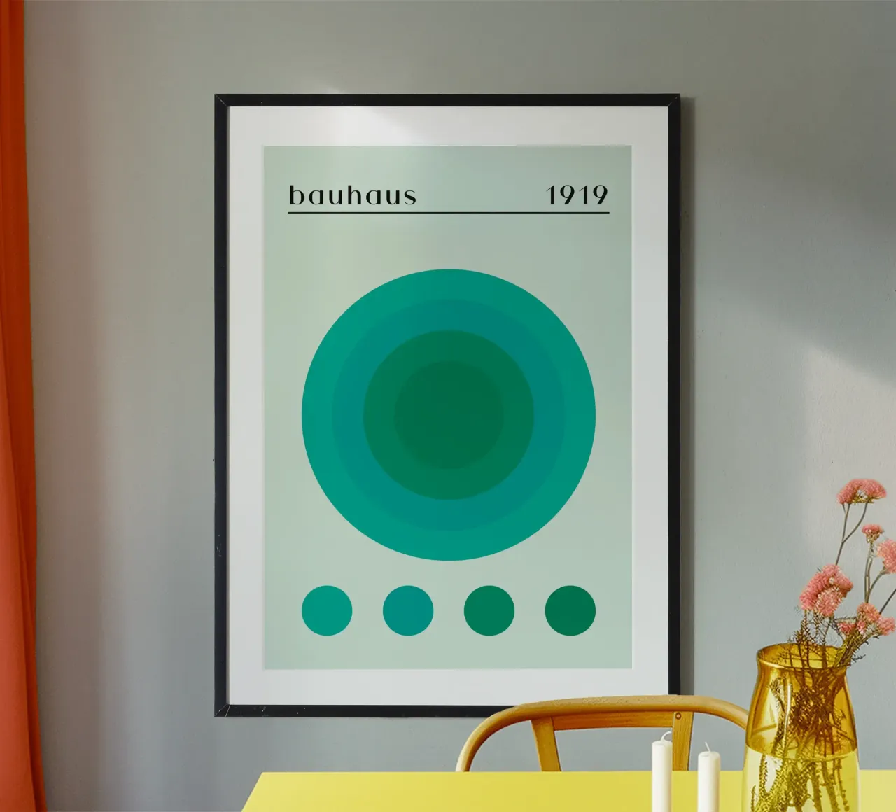 Bauhaus 1919 Geometrische Cirkel Groen Kleurverloop Print poster van NorwesClub