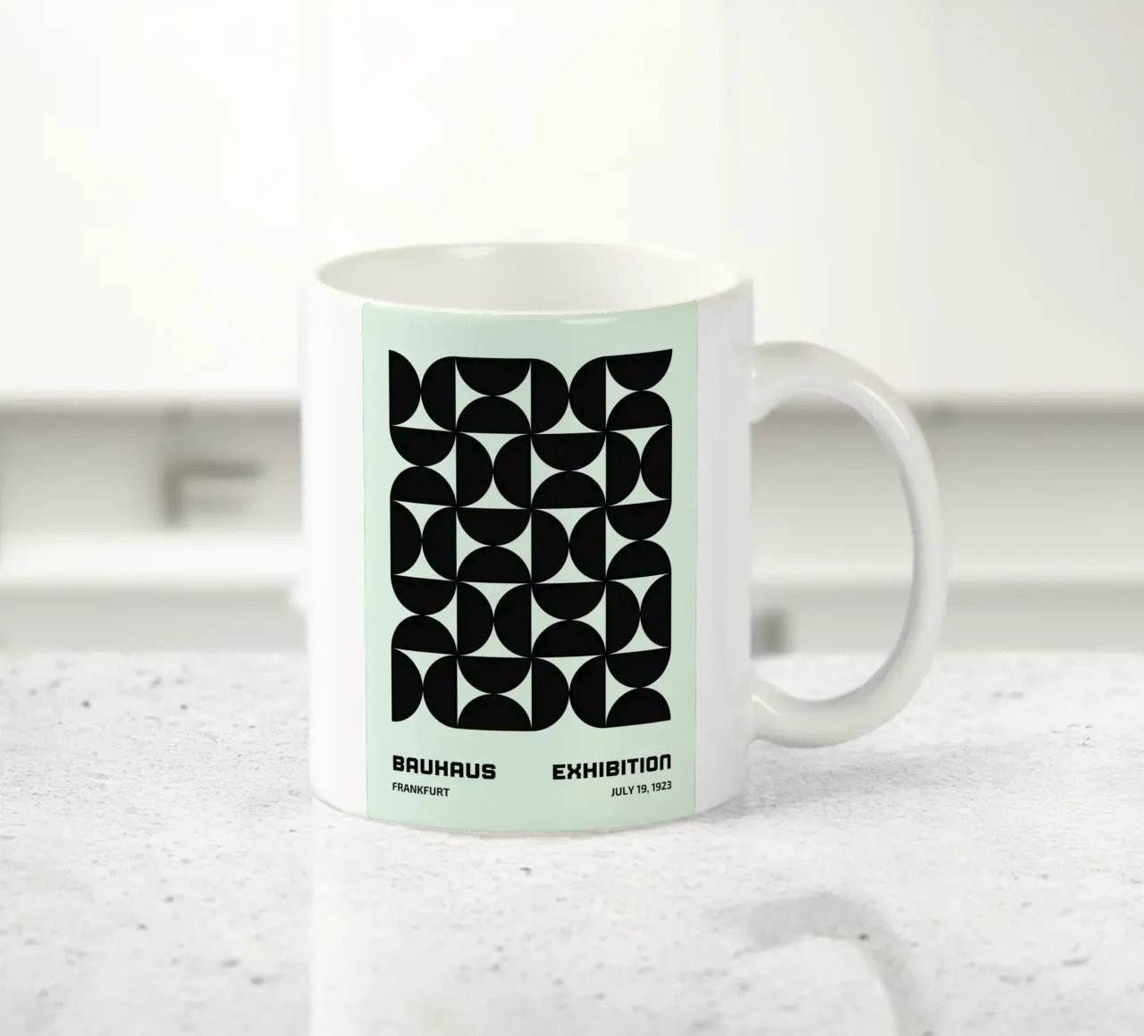 Bauhaus Francoforte 1923 Modello geometrico B&N tazza in ceramica da NorwesClub