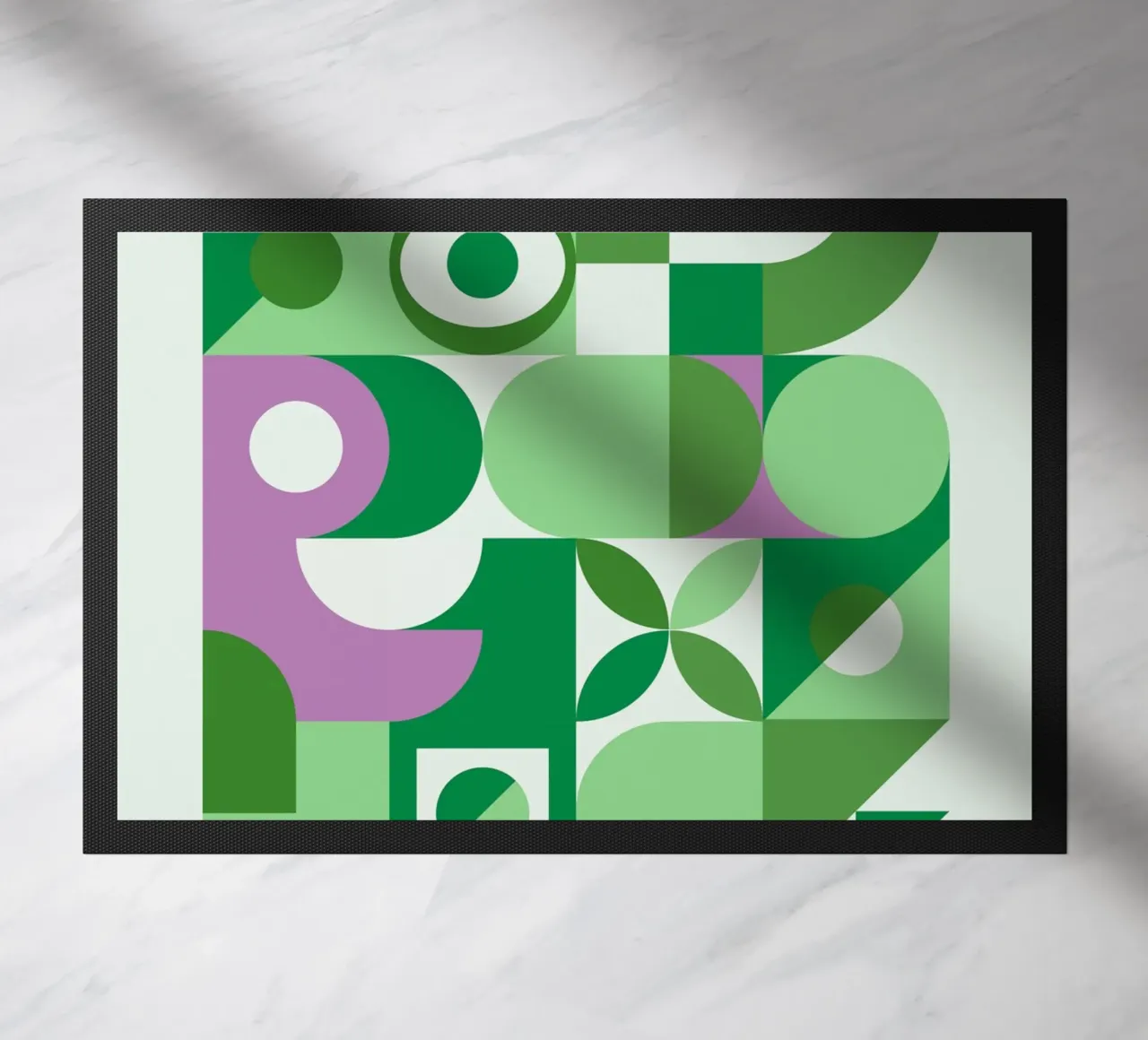 Bauhaus 1919 Exhibition Geometric Green Purple doormat by NorwesClub