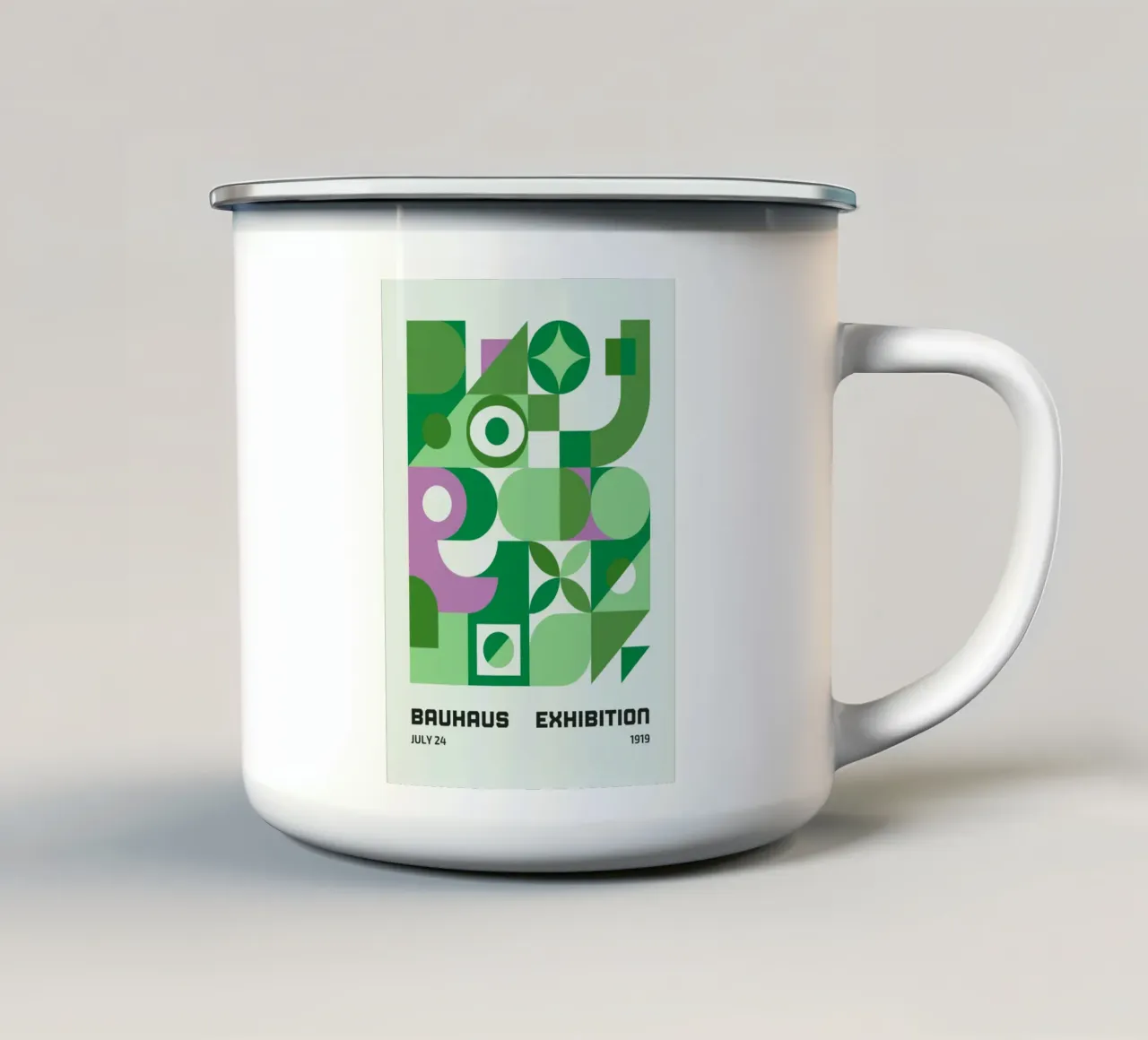 Bauhaus 1919 Mostra Geometrica Verde Viola tazza in smalto da NorwesClub