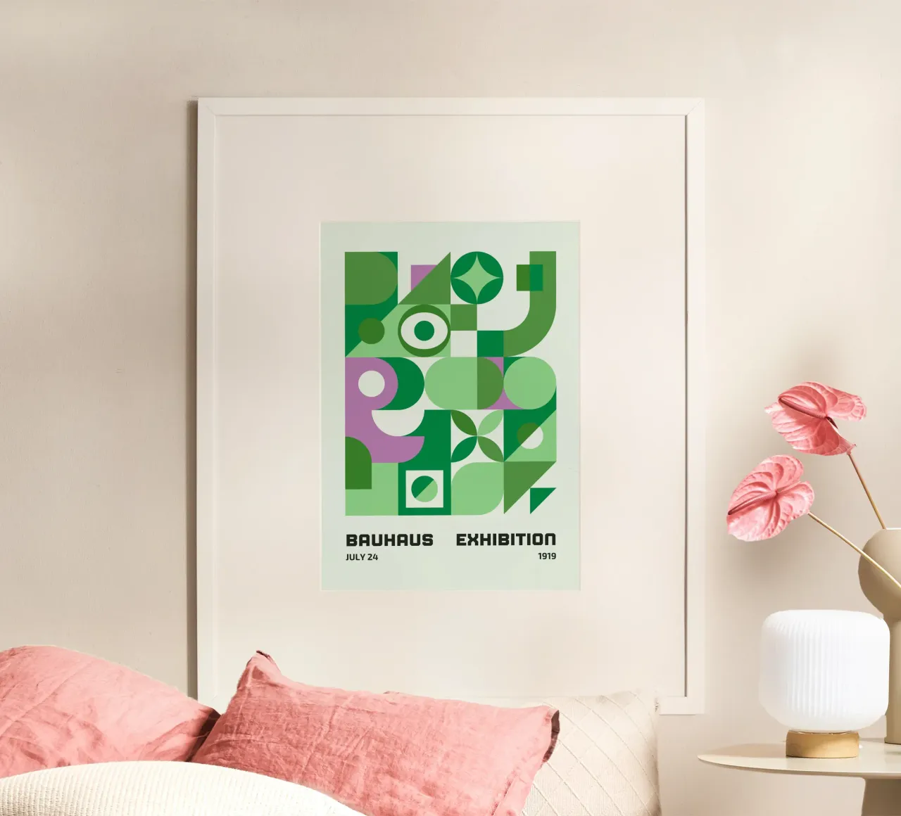 Bauhaus 1919 Mostra Geometrica Verde Viola poster da NorwesClub