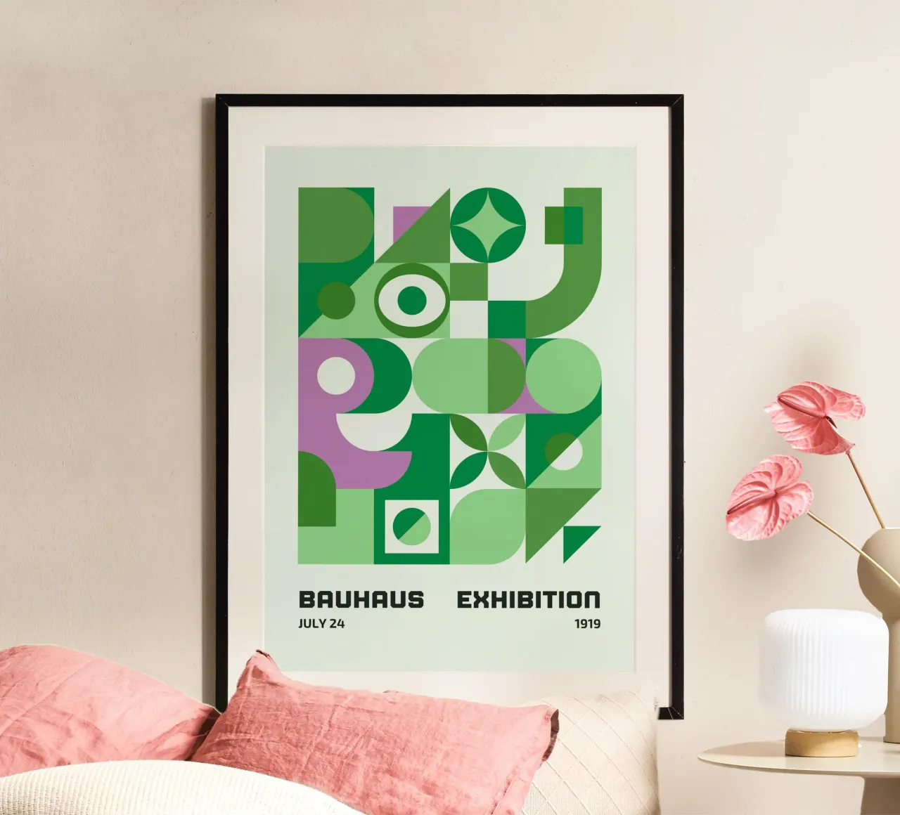 Bauhaus 1919 Mostra Geometrica Verde Viola poster da NorwesClub