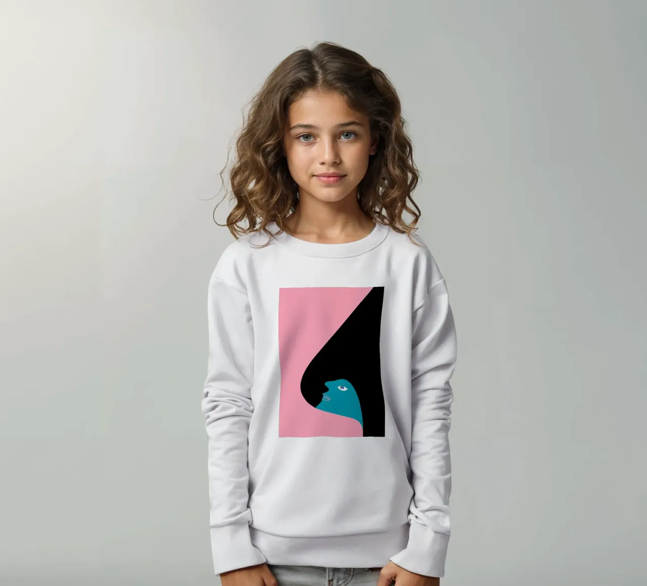 Retrato Abstracto Color Block Rosa Teal Arte sudadera para niño de NorwesClub